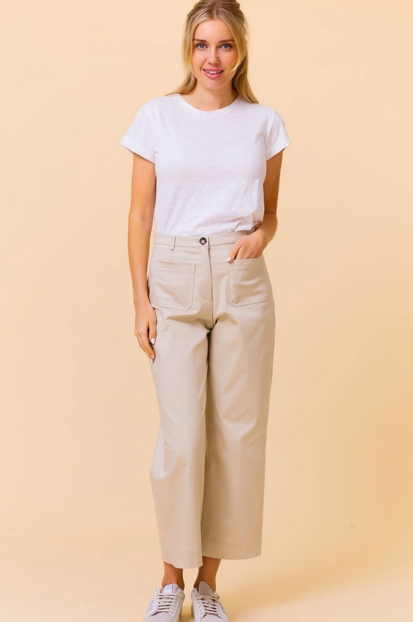 Kendal Stretch Cotton Sateen Trouser | Taupe