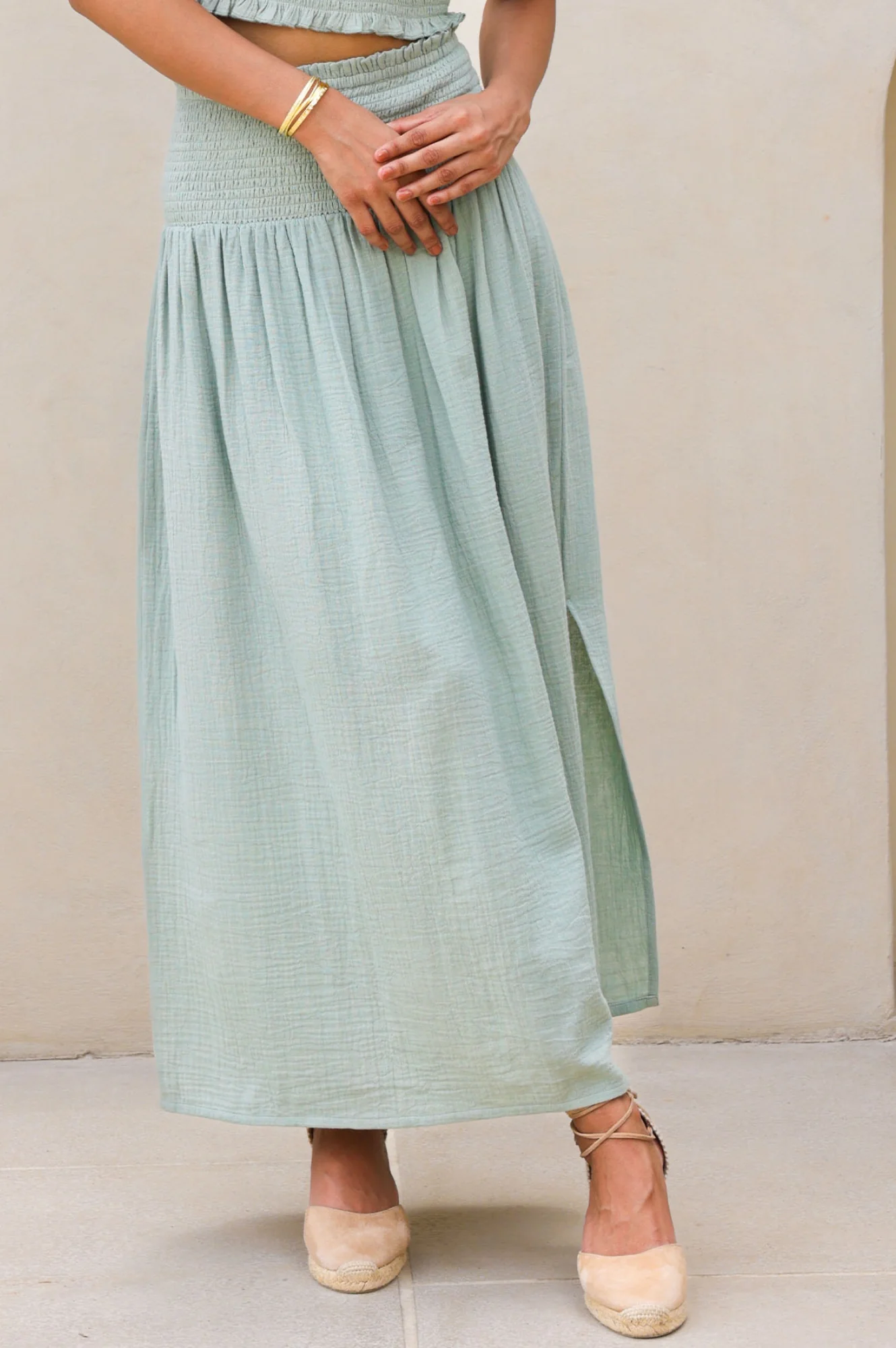 Brady Cheesecloth Skirt | Light Khaki