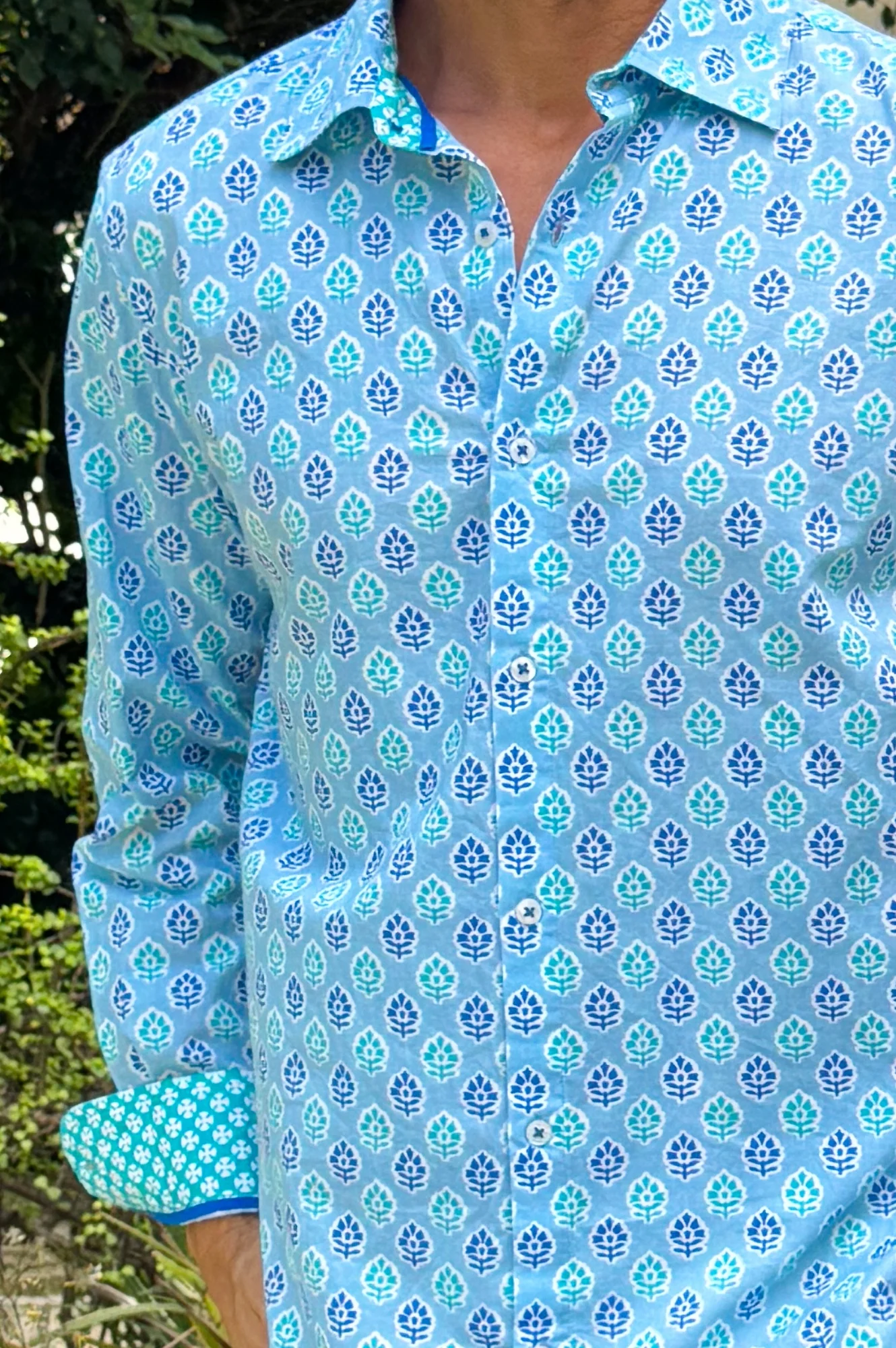 Men's Organic Cotton Shirt | Hyacinth Blue/Turquoise