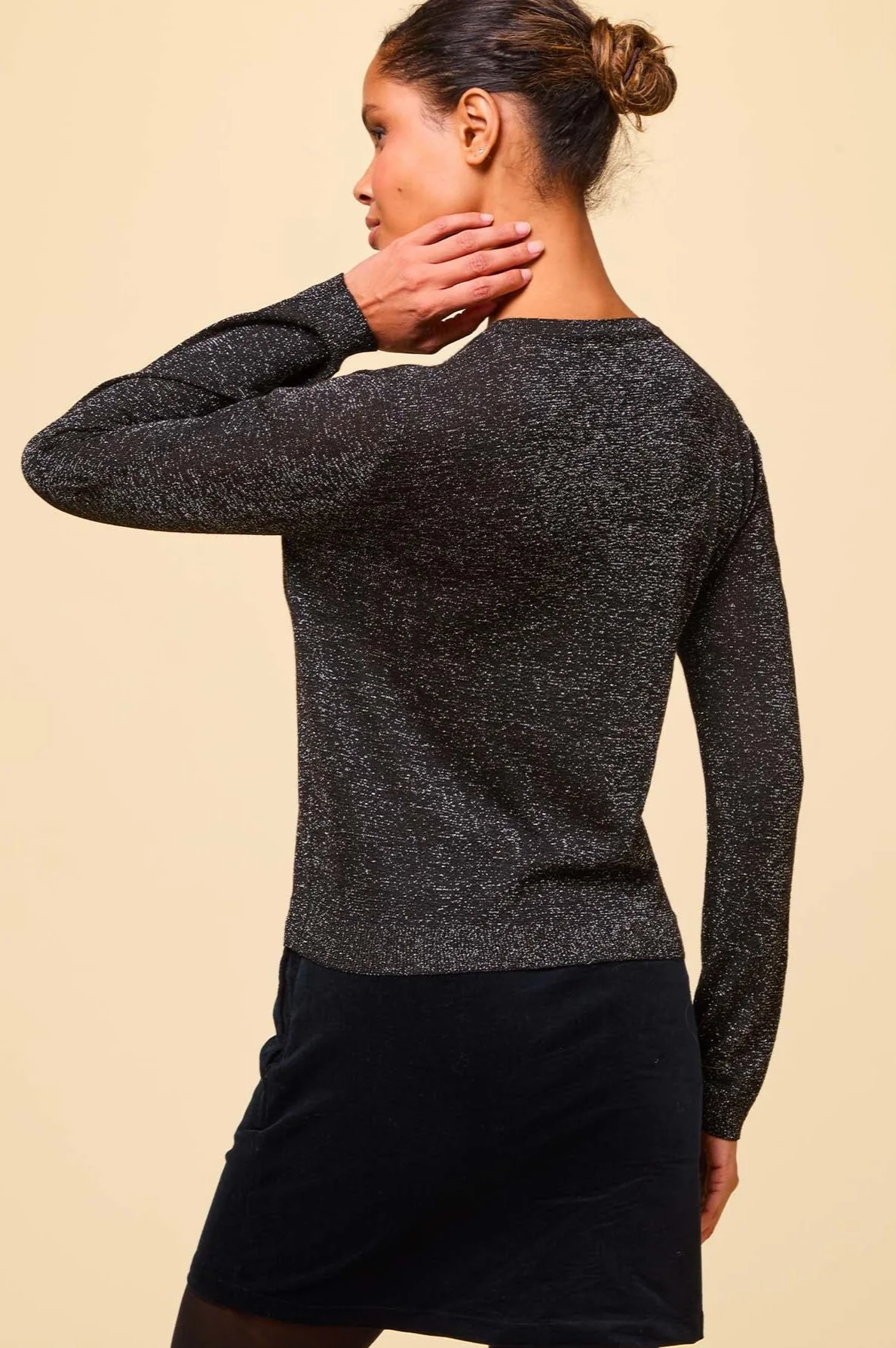 Metallic Knit Cardigan | Black/Gold