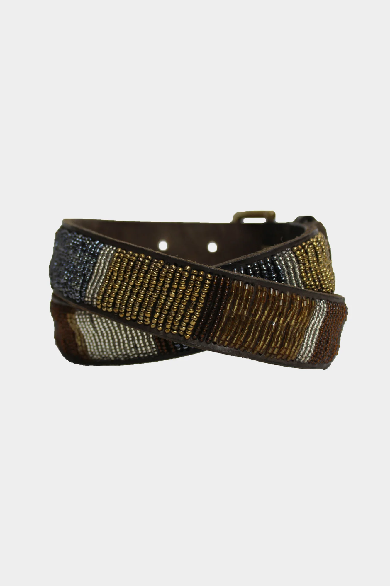 Full Beaded Leather Belt | Bronze/Bullet