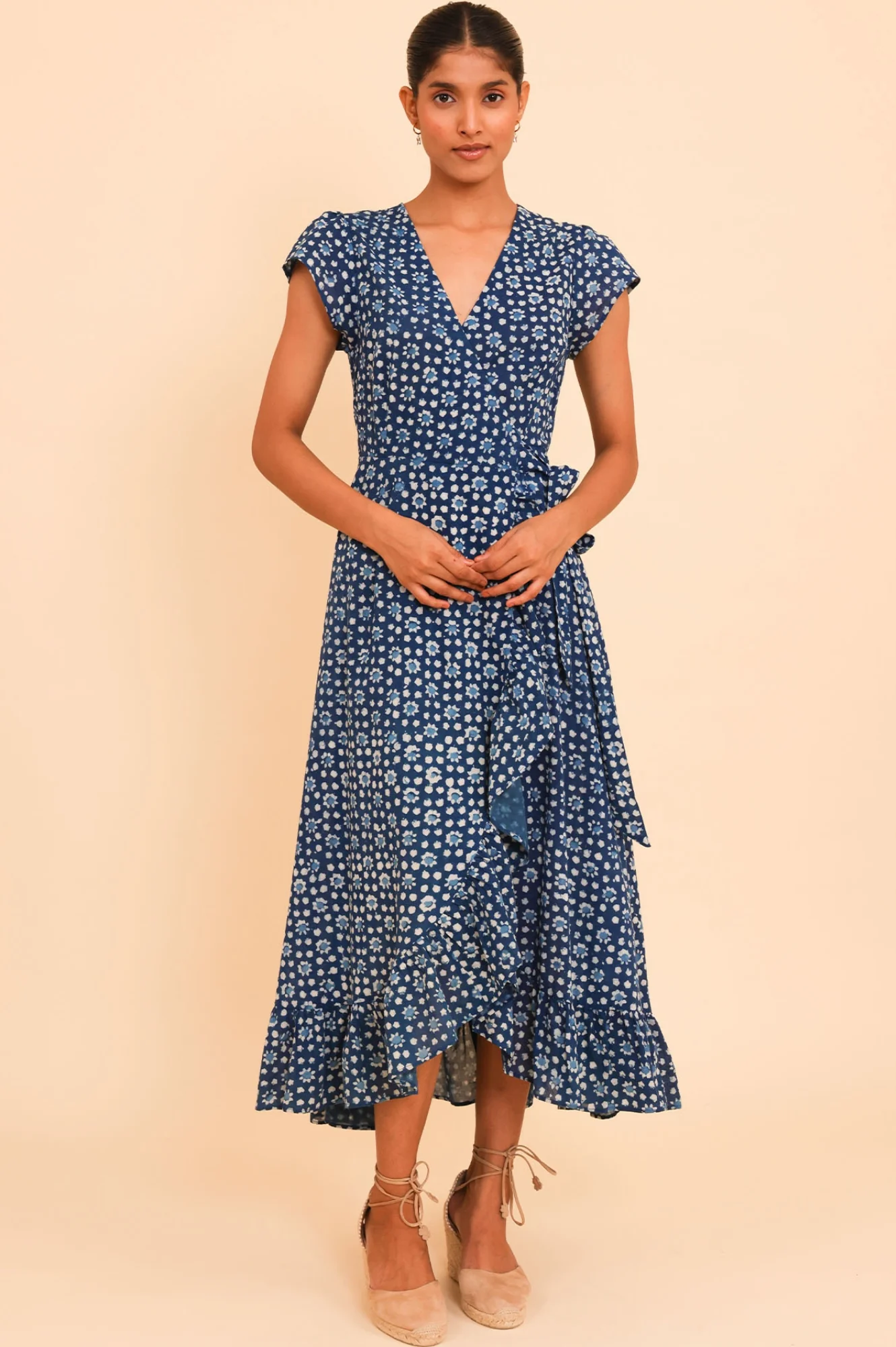 Demi Organic Cotton Wrap Dress | Navy