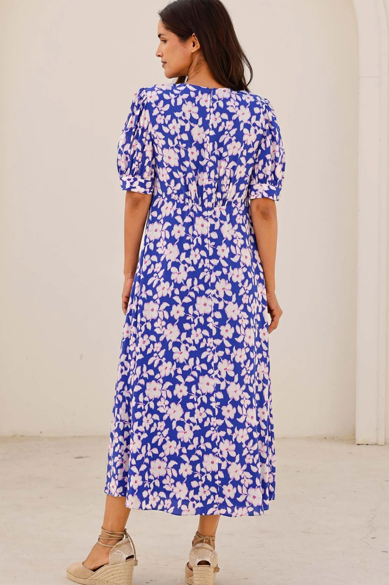 Anne Tea EcoVero™ Dress | Blossom Cobalt/Pink