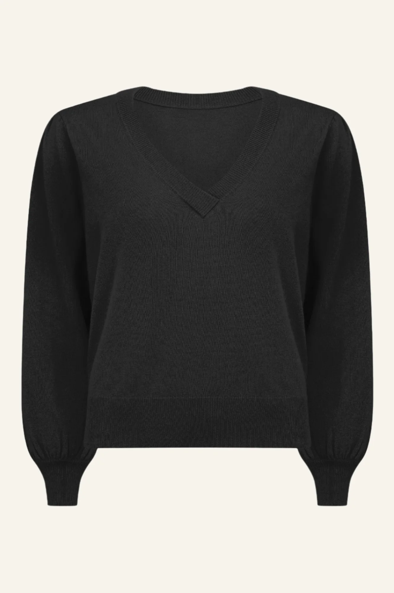 Merino Wool Cashmere Blend V-Neck Jumper | Black