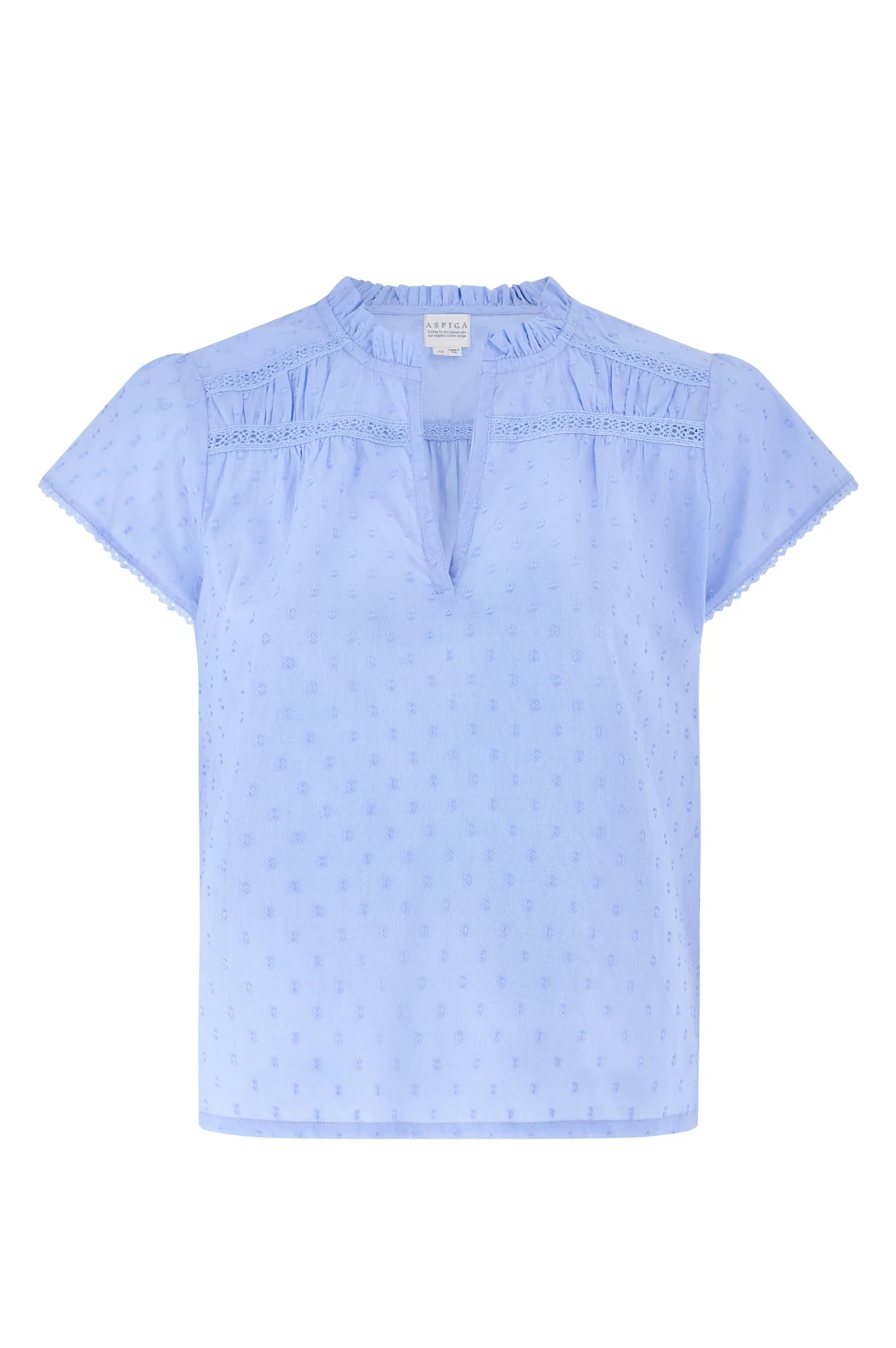 Vanya Organic Cotton Dobby Blouse | Baby Blue
