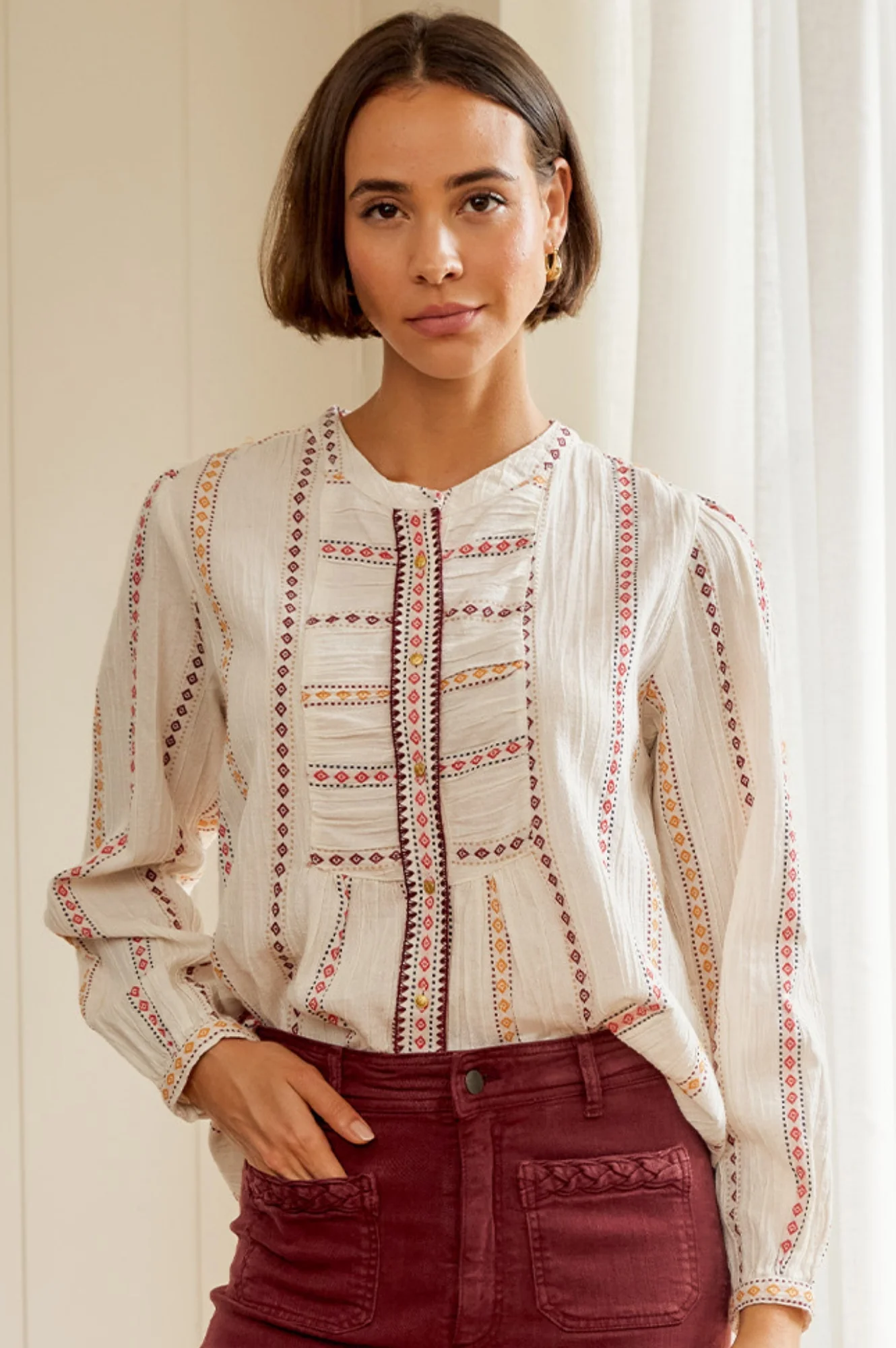 MOLIN Karena Embroidered Shirt | Cream