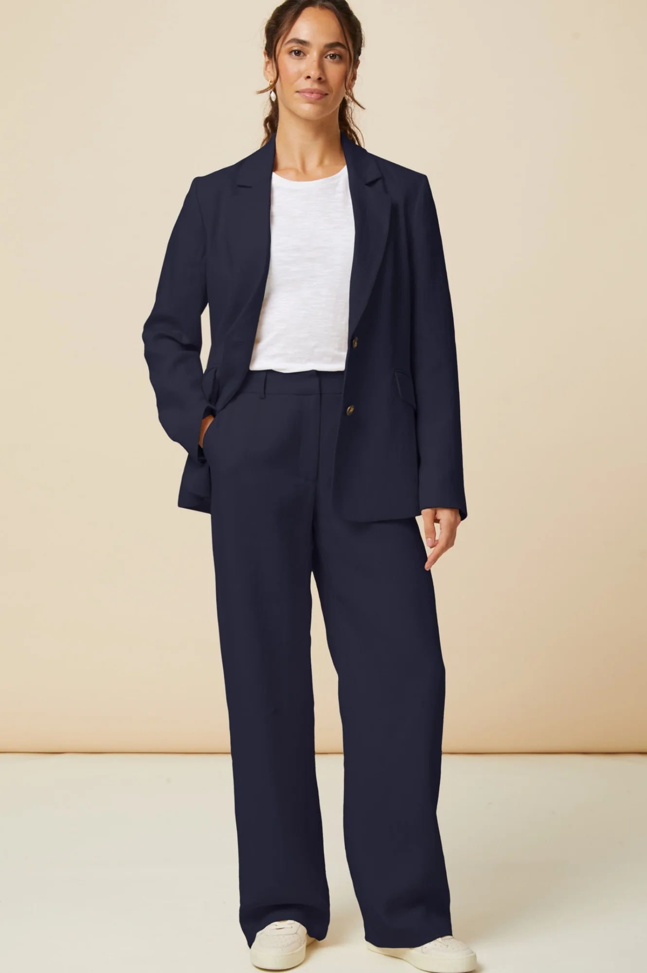 Linen Blend Blazer | Navy