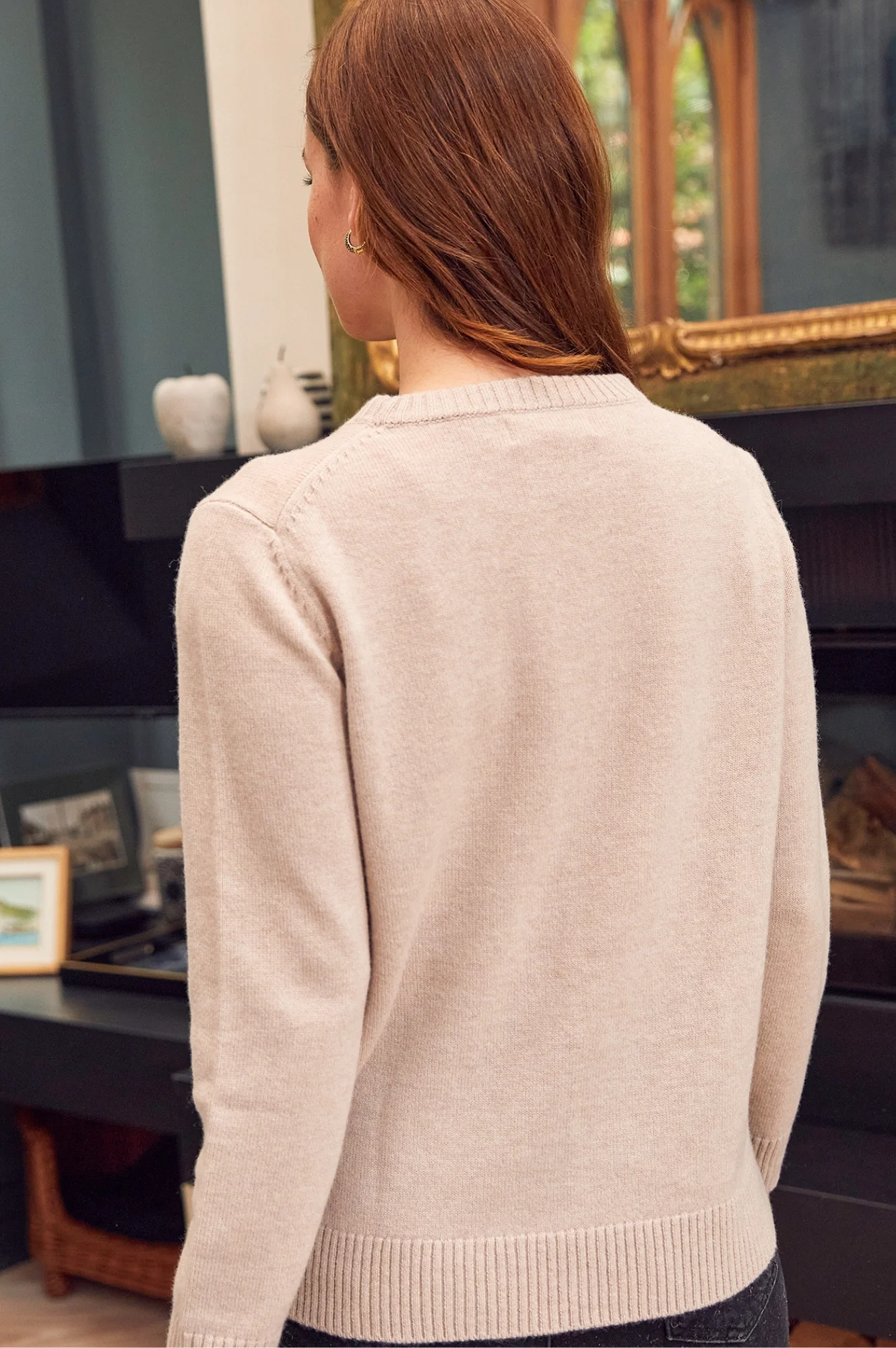 Merino Wool Polar Bear Jumper | Oat/Orange