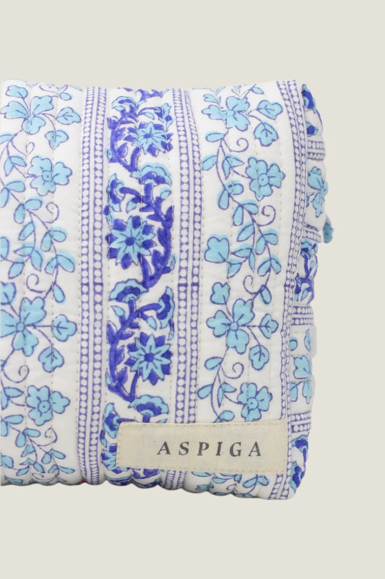 Large Wash Bag | Linear Botanical Blue
