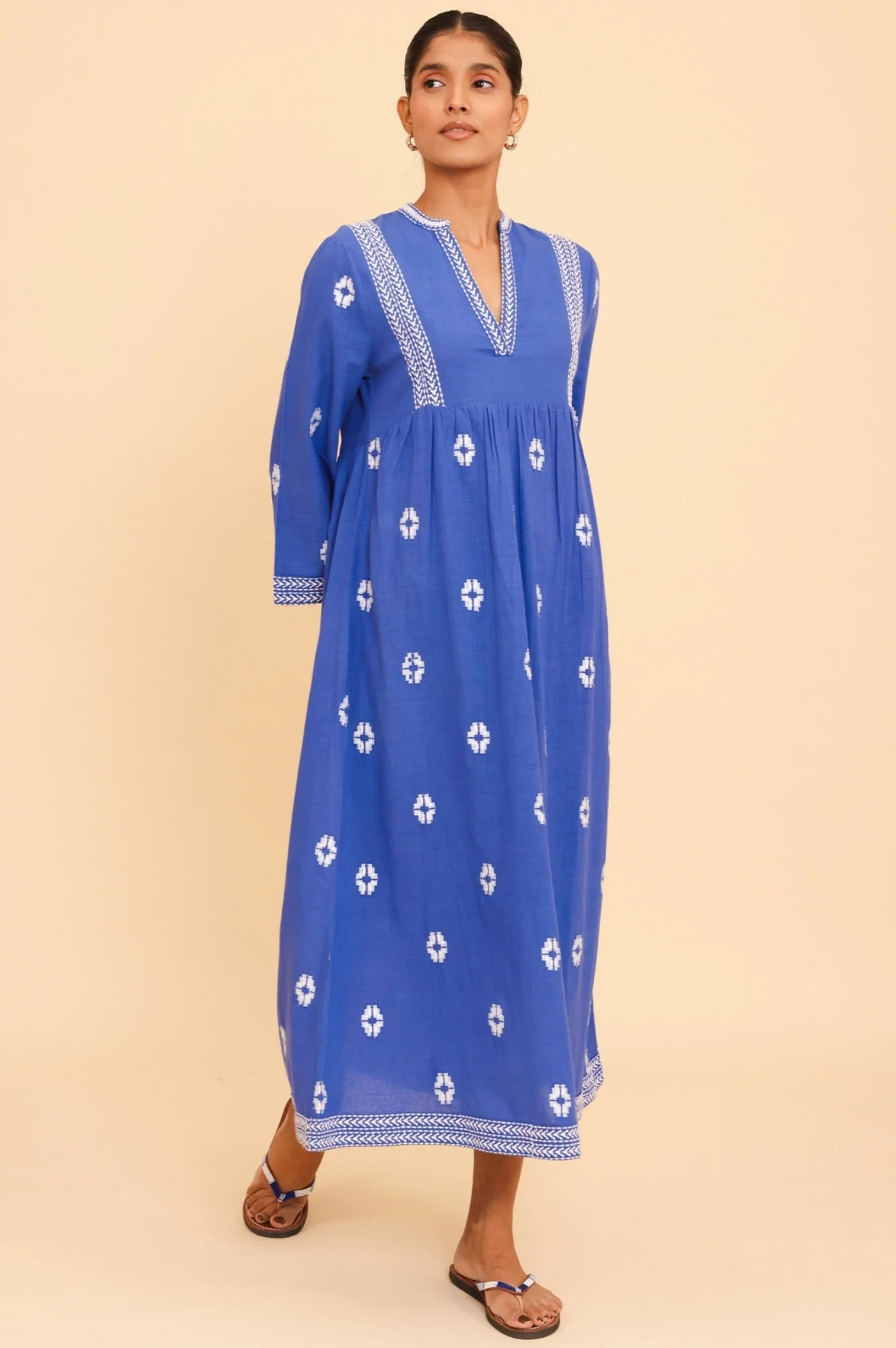 Enola Organic Cotton Dress | Dazzling Blue/White