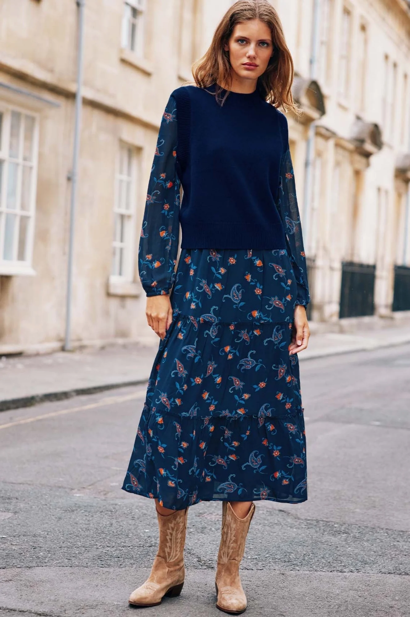 Merino Wool Knitted Short Tank | Navy