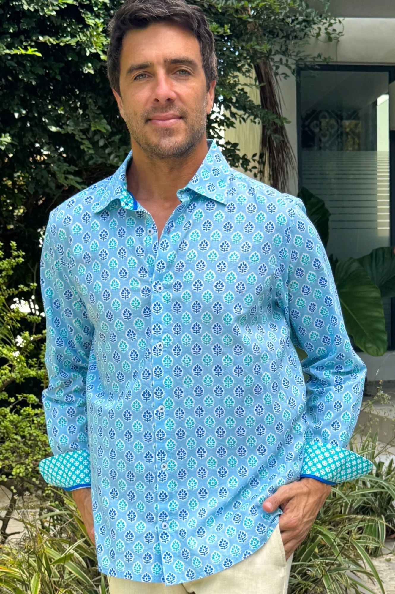 Men's Organic Cotton Shirt | Hyacinth Blue/Turquoise