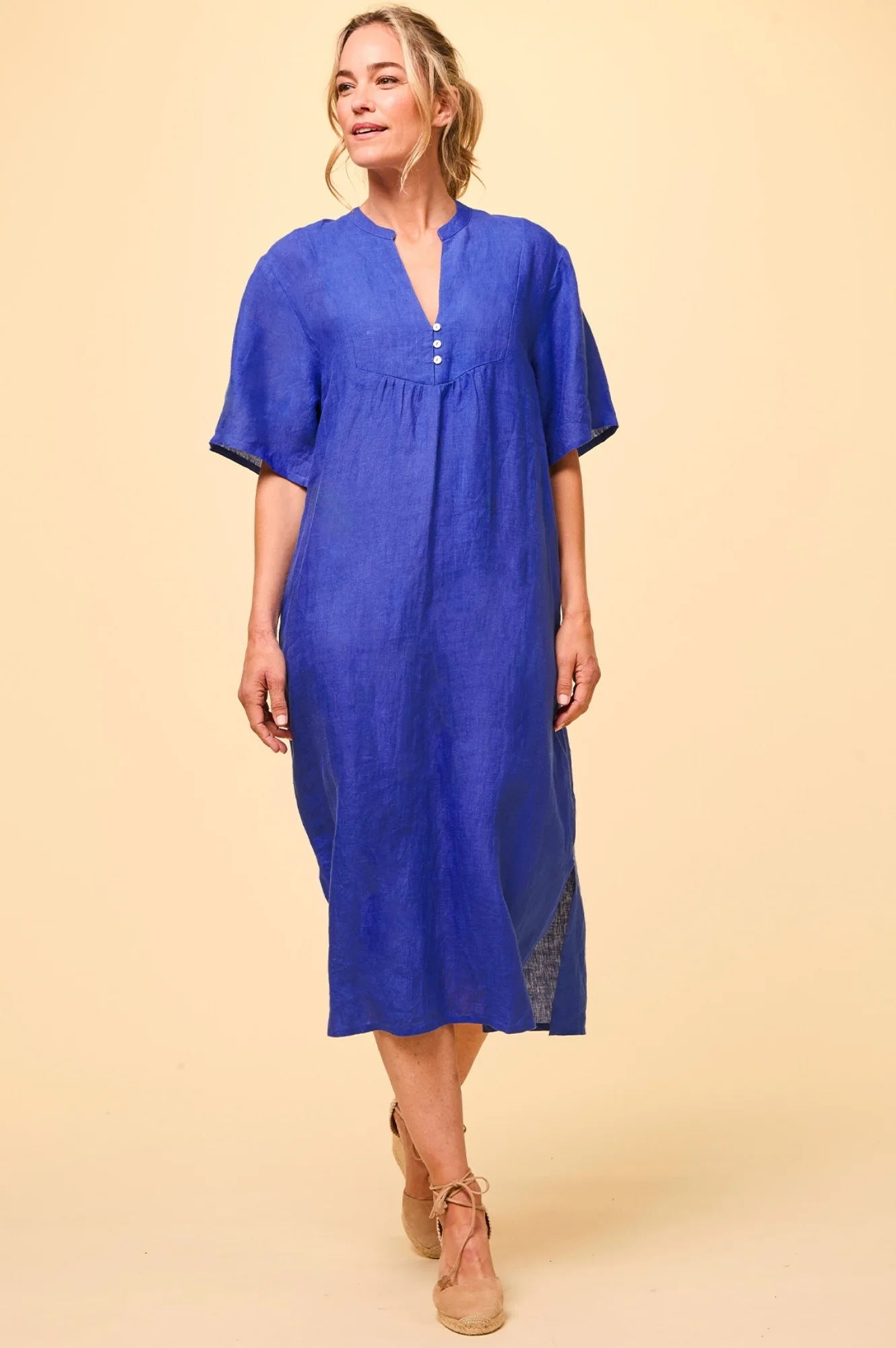 Ithaca Linen Dress | Cobalt