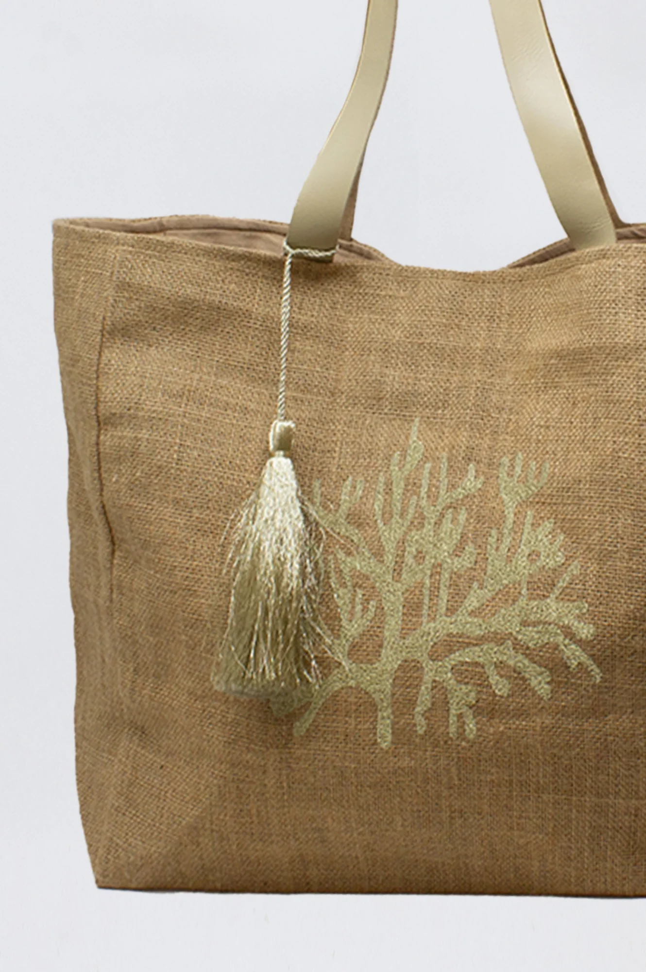 Coral Jute Beach Bag | Natural/Gold