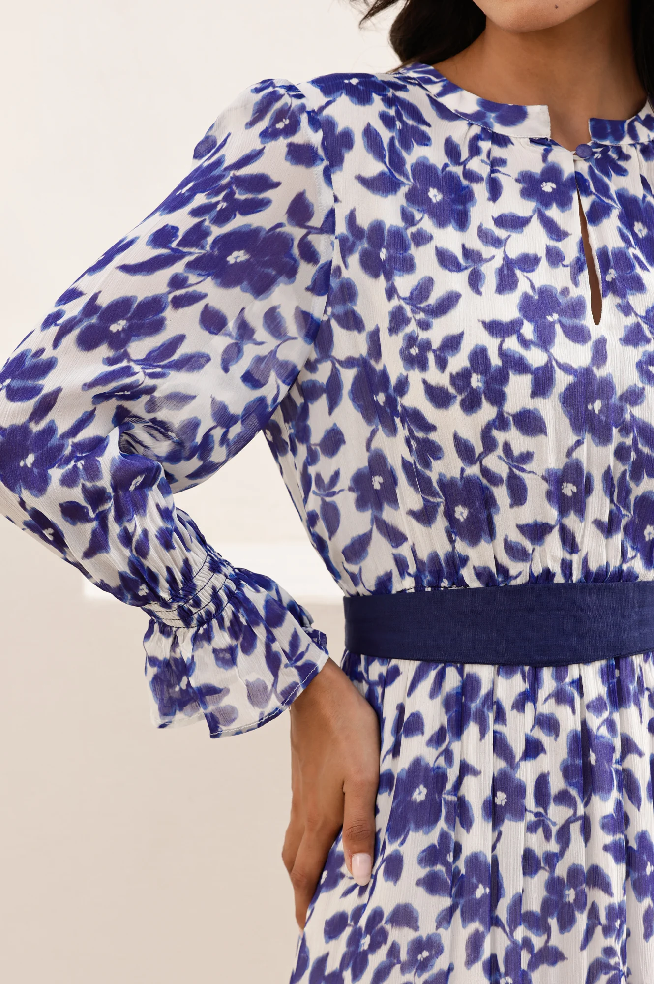 Maeve Georgette Dress | Blossom Navy/White