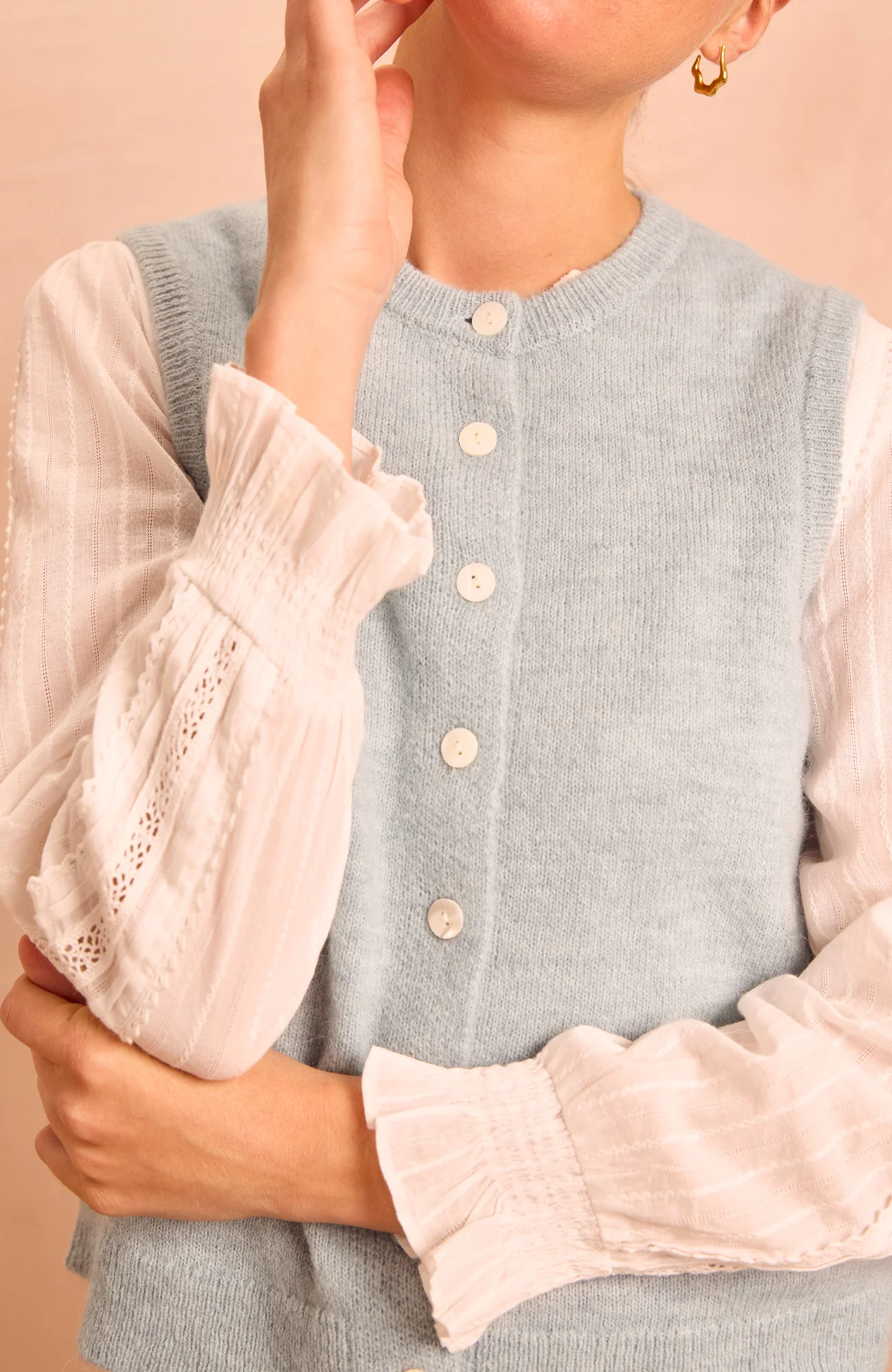 Alpaca Blend Gilet | Dusty Blue