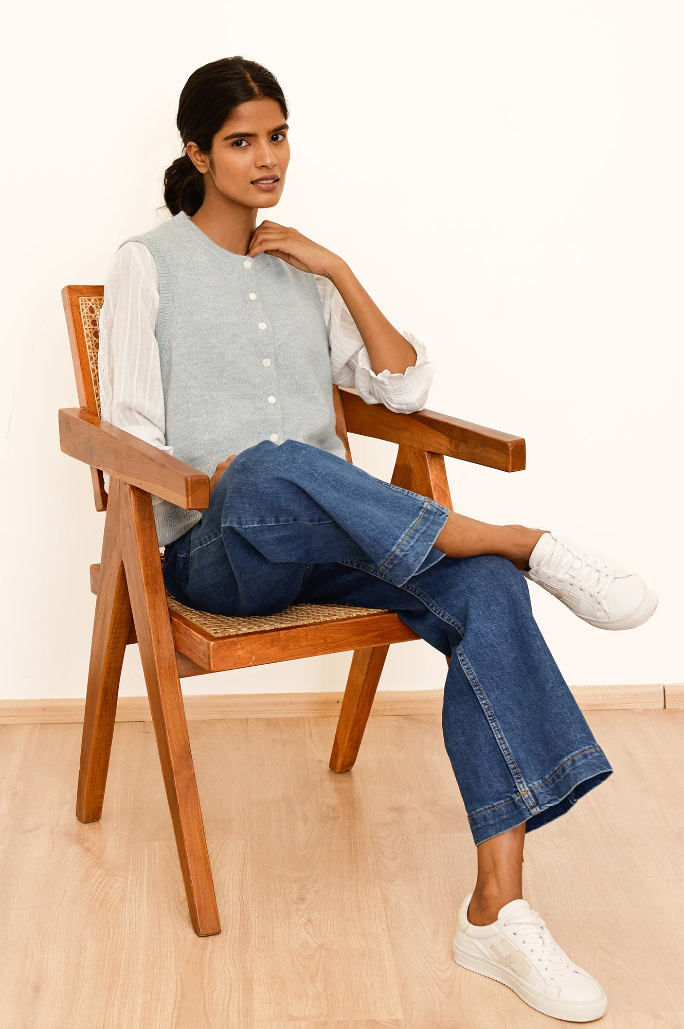 Alpaca Blend Gilet | Dusty Blue