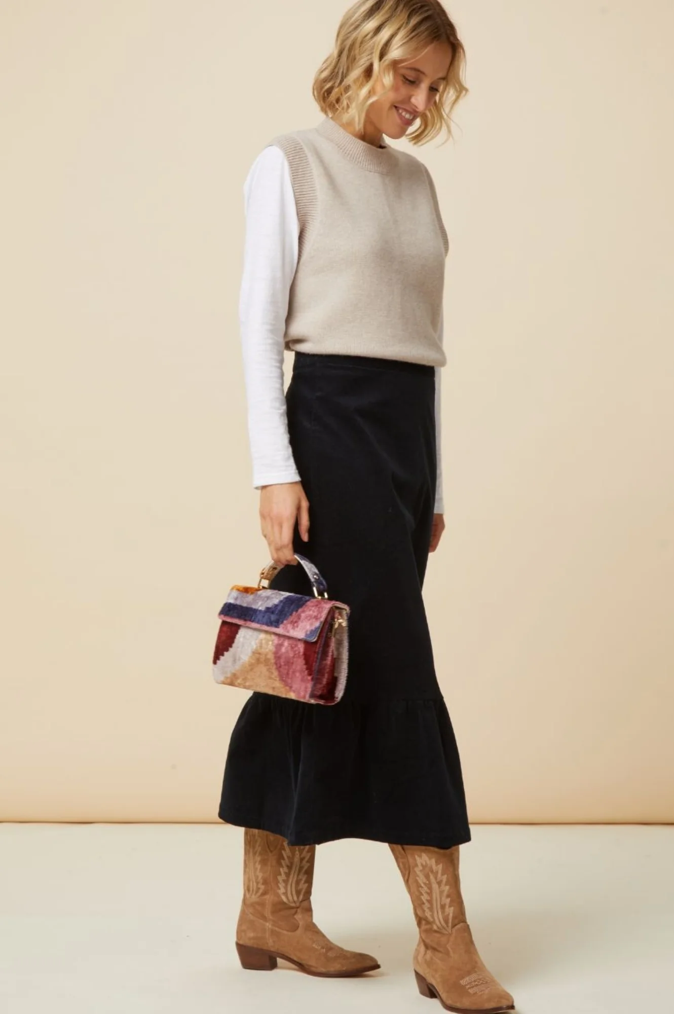 Merino Wool Knitted Short Tank | Oat