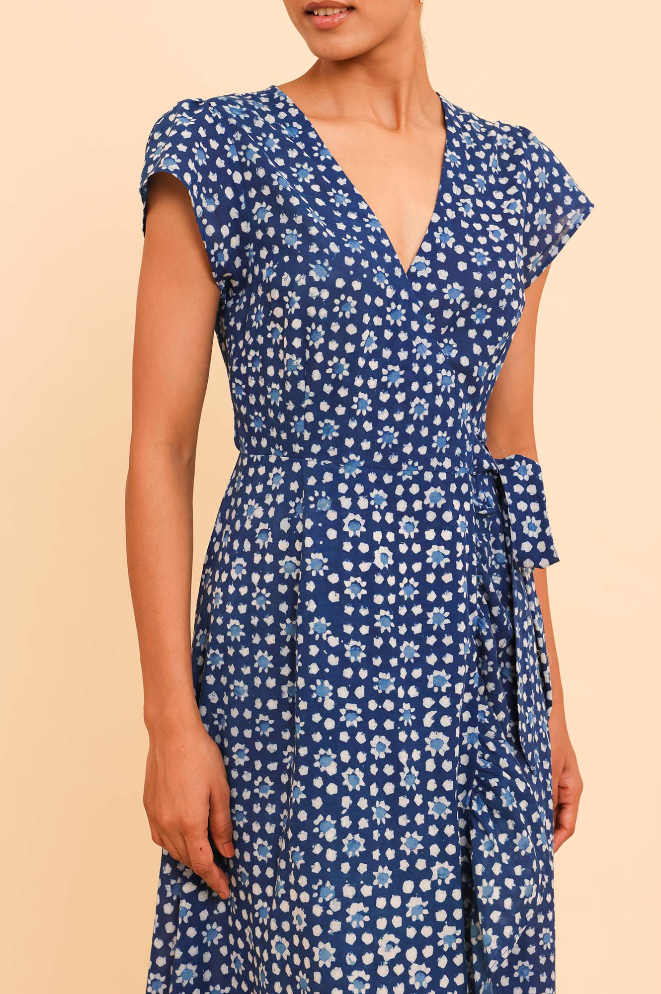 Demi Organic Cotton Wrap Dress | Navy