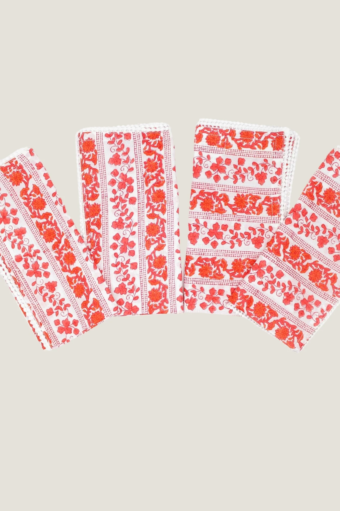 Napkins Set Of 4 | Linear Botanical Red