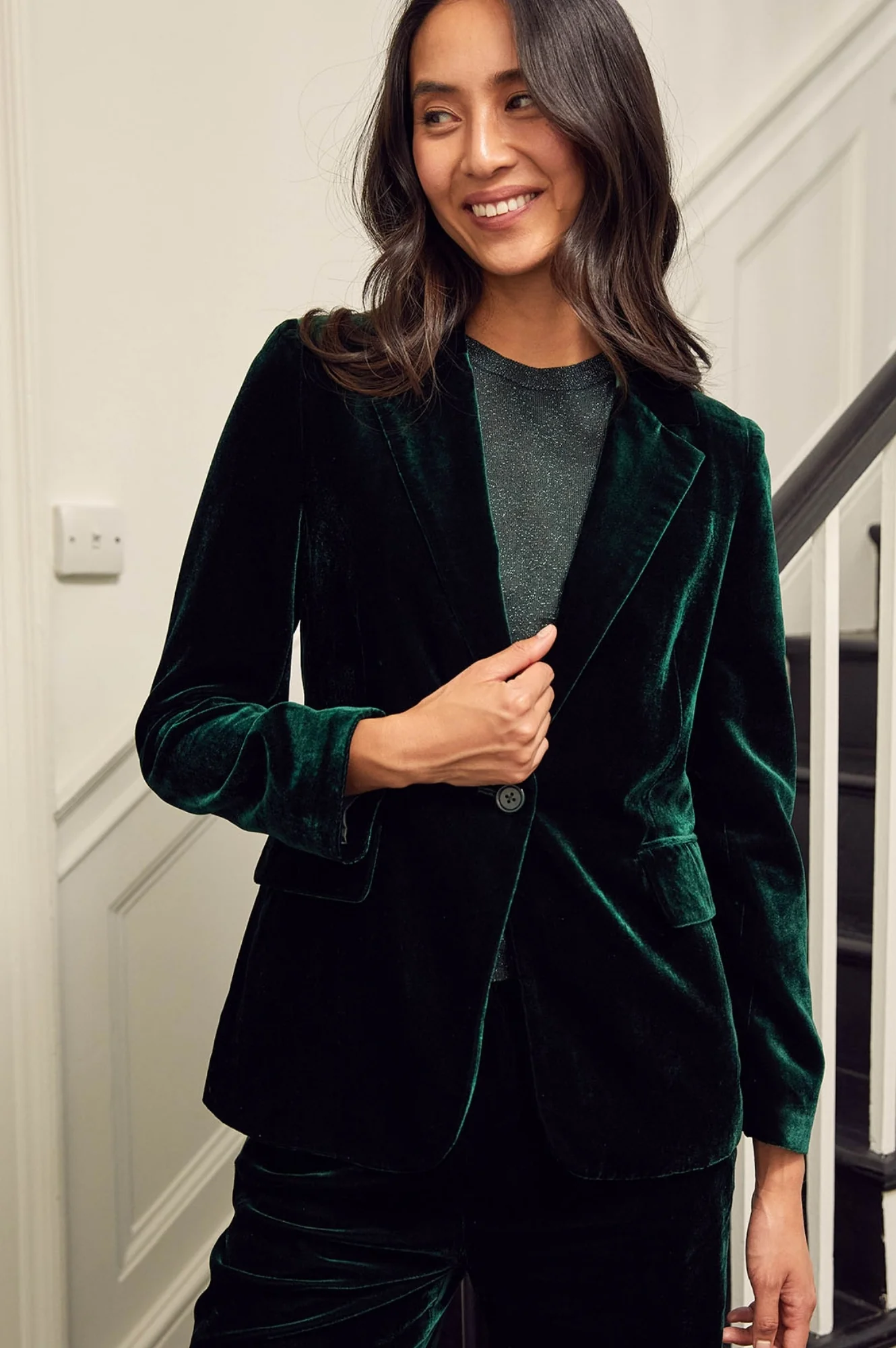 Asha Velvet Blazer | Emerald
