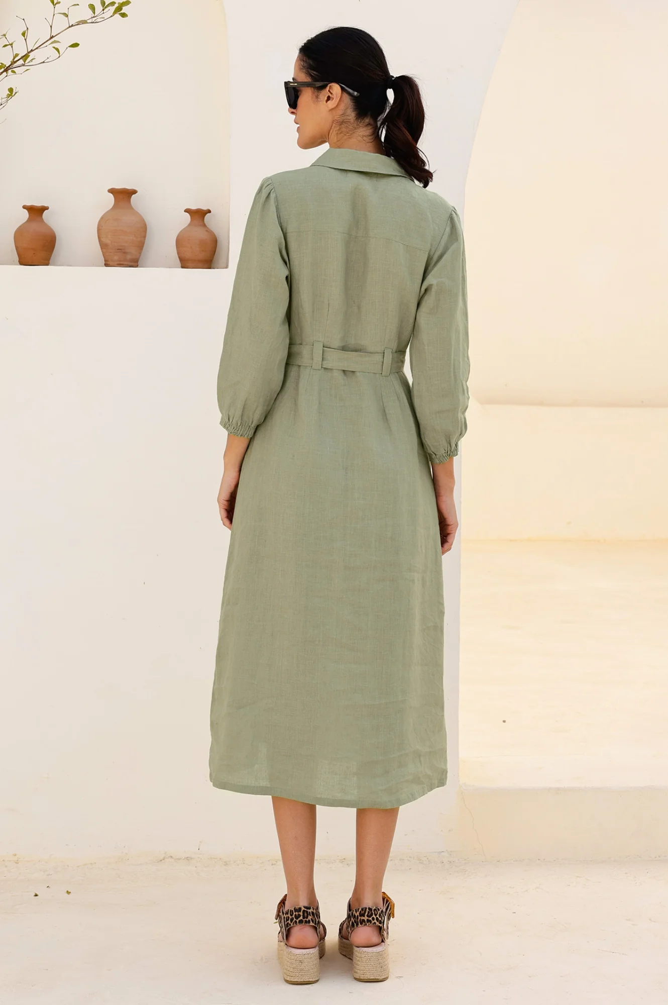 Linen Shirt Dress | Khaki