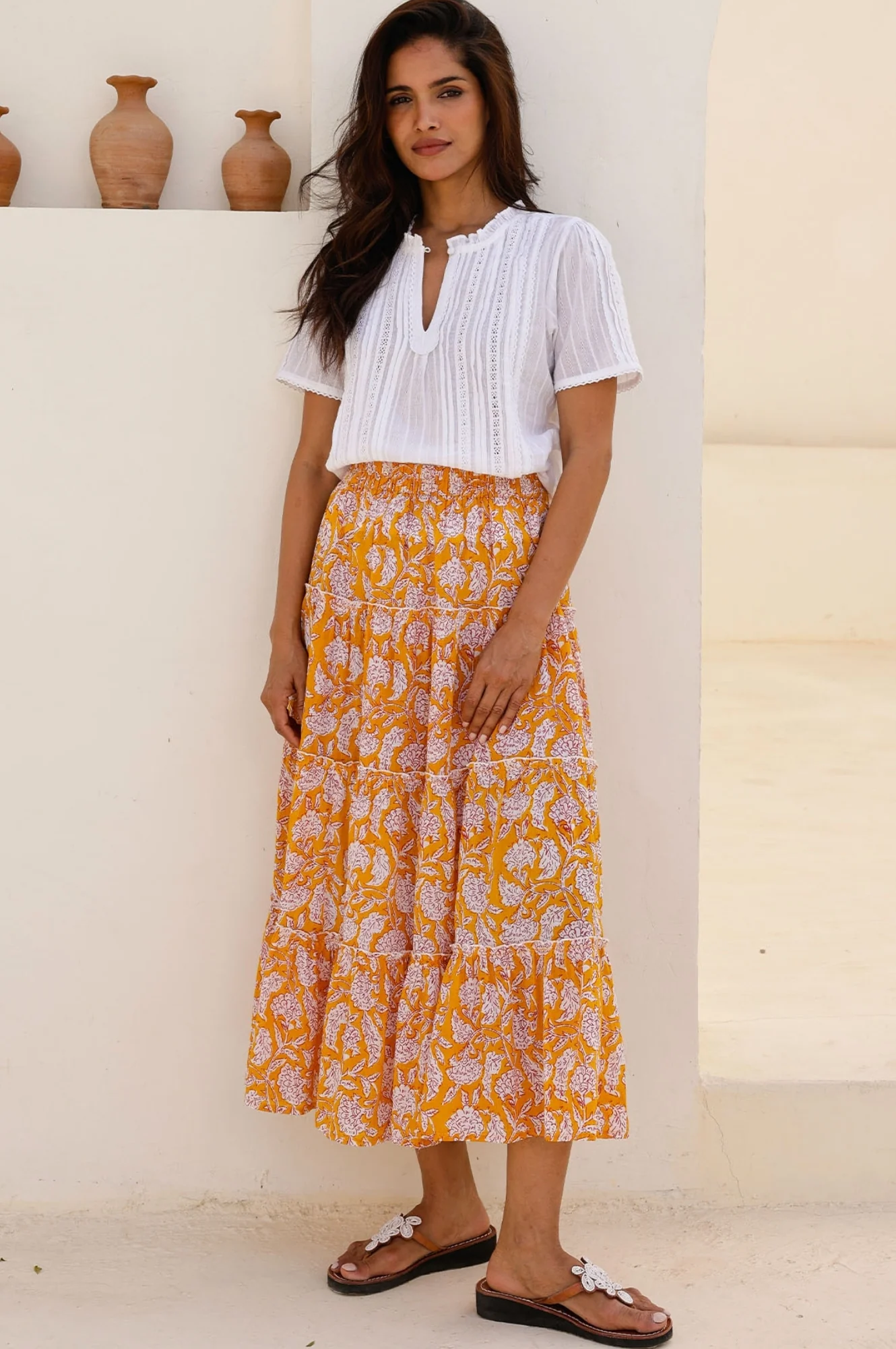 One Size Skirt | Dianthus Yellow/White