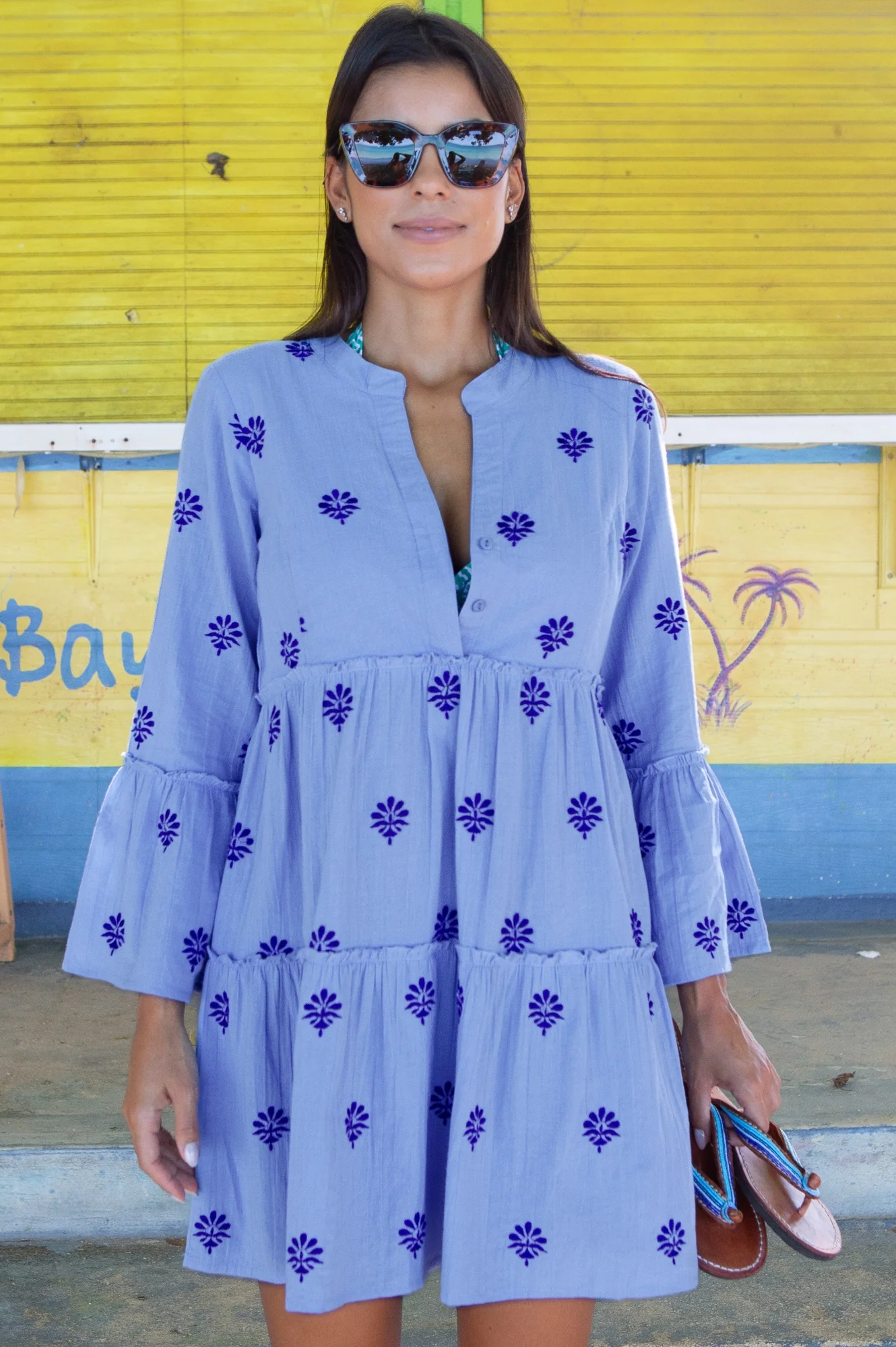 Cristina Embroidered Kaftan | Blue/Cobalt