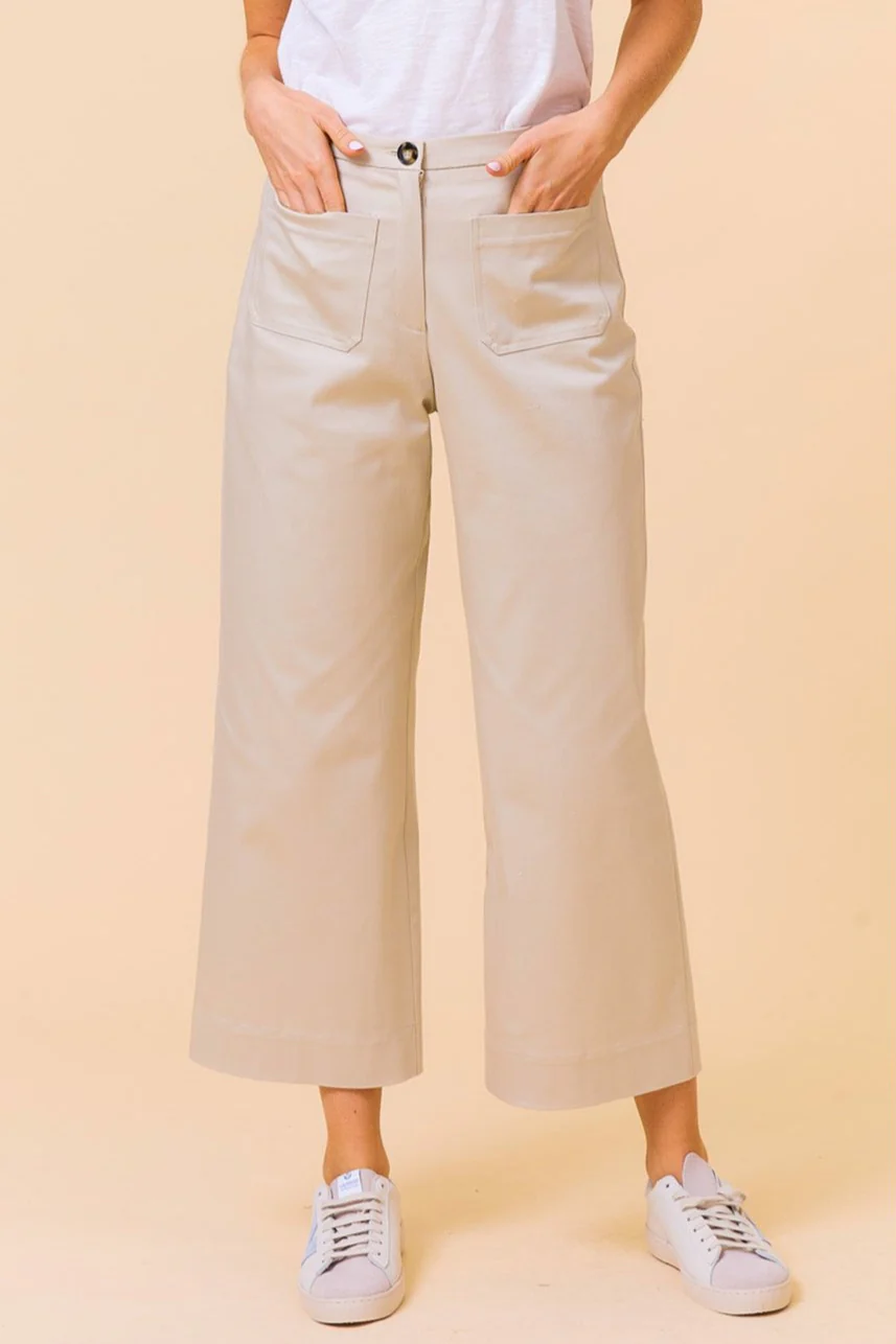 Kendal Stretch Cotton Sateen Trouser | Taupe