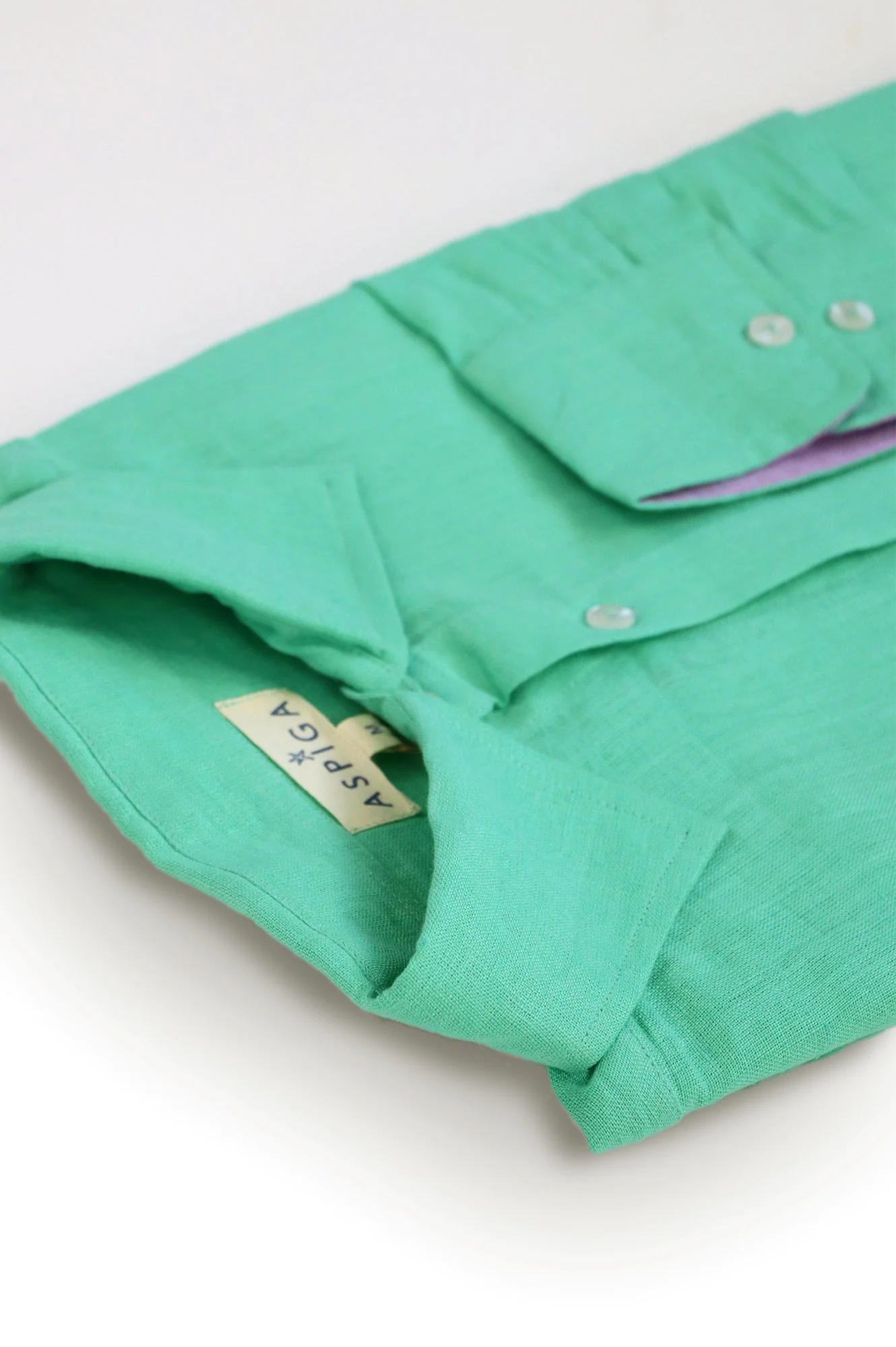 Men's Linen Shirt | Green/Light Purple