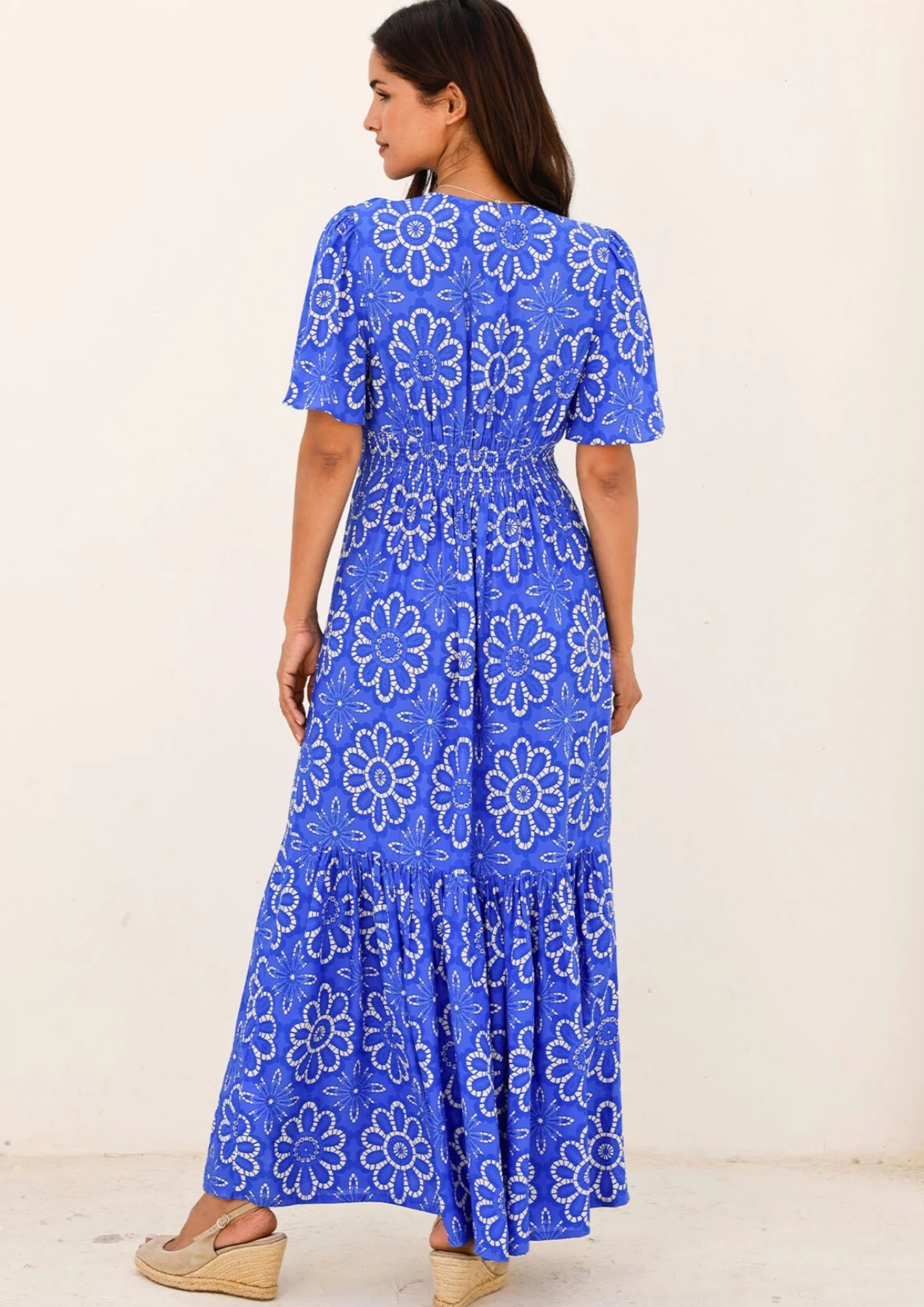 Sylvie EcoVero™ Dress | Lace Floral Cobalt/White