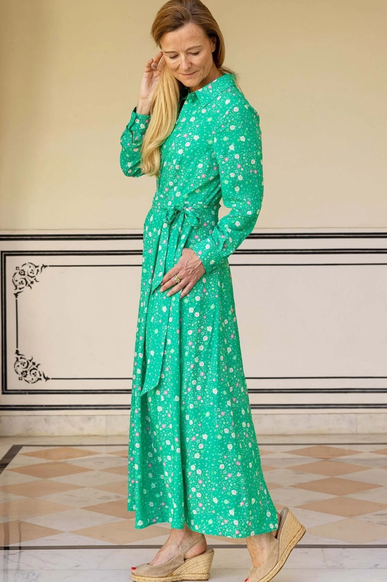 Eliza EcoVero™ Shirt Dress | Ditsy Patchwork Green