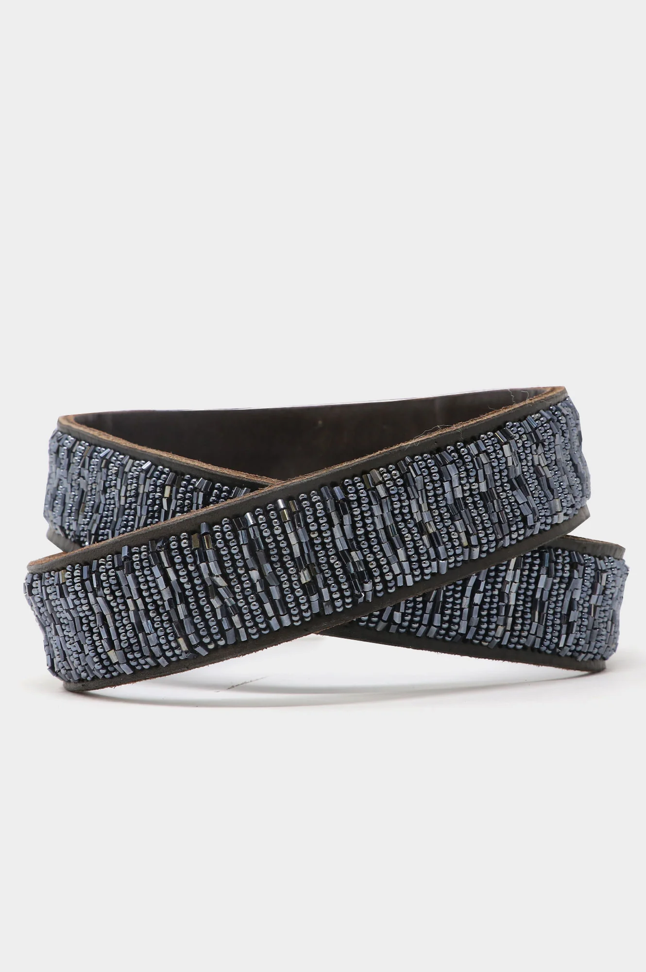 Full Beaded Leather Belt | Bullet