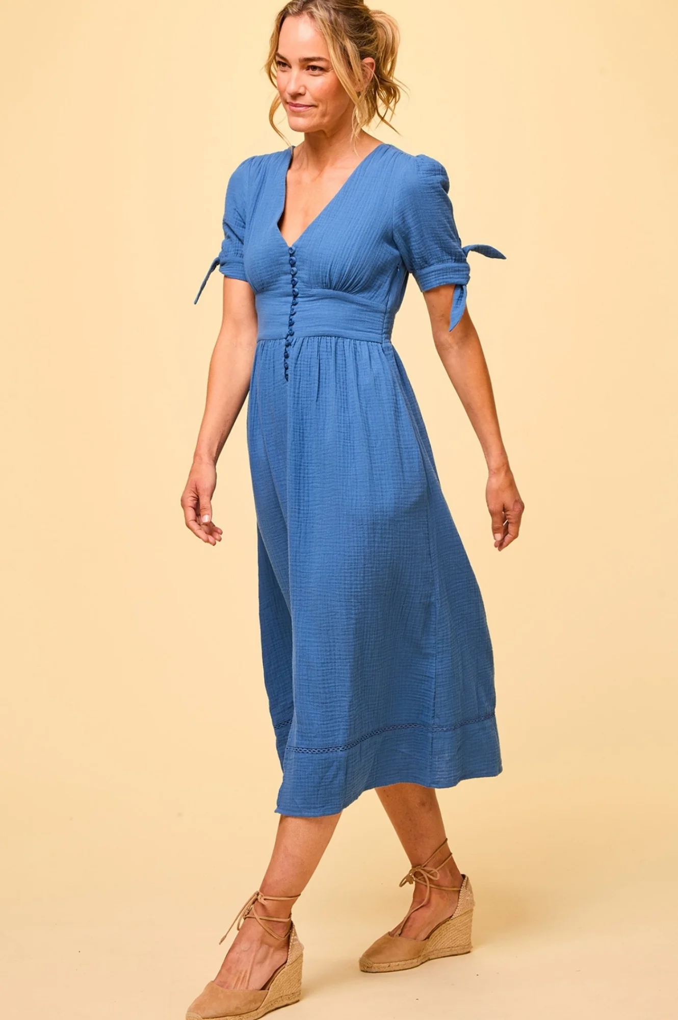 Olga Cheesecloth Dress | Marina Blue
