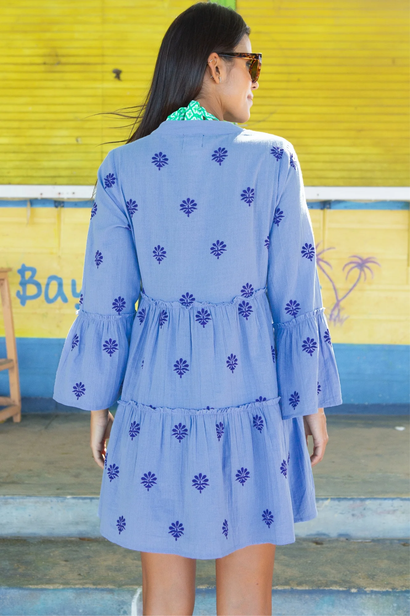 Cristina Embroidered Kaftan | Blue/Cobalt