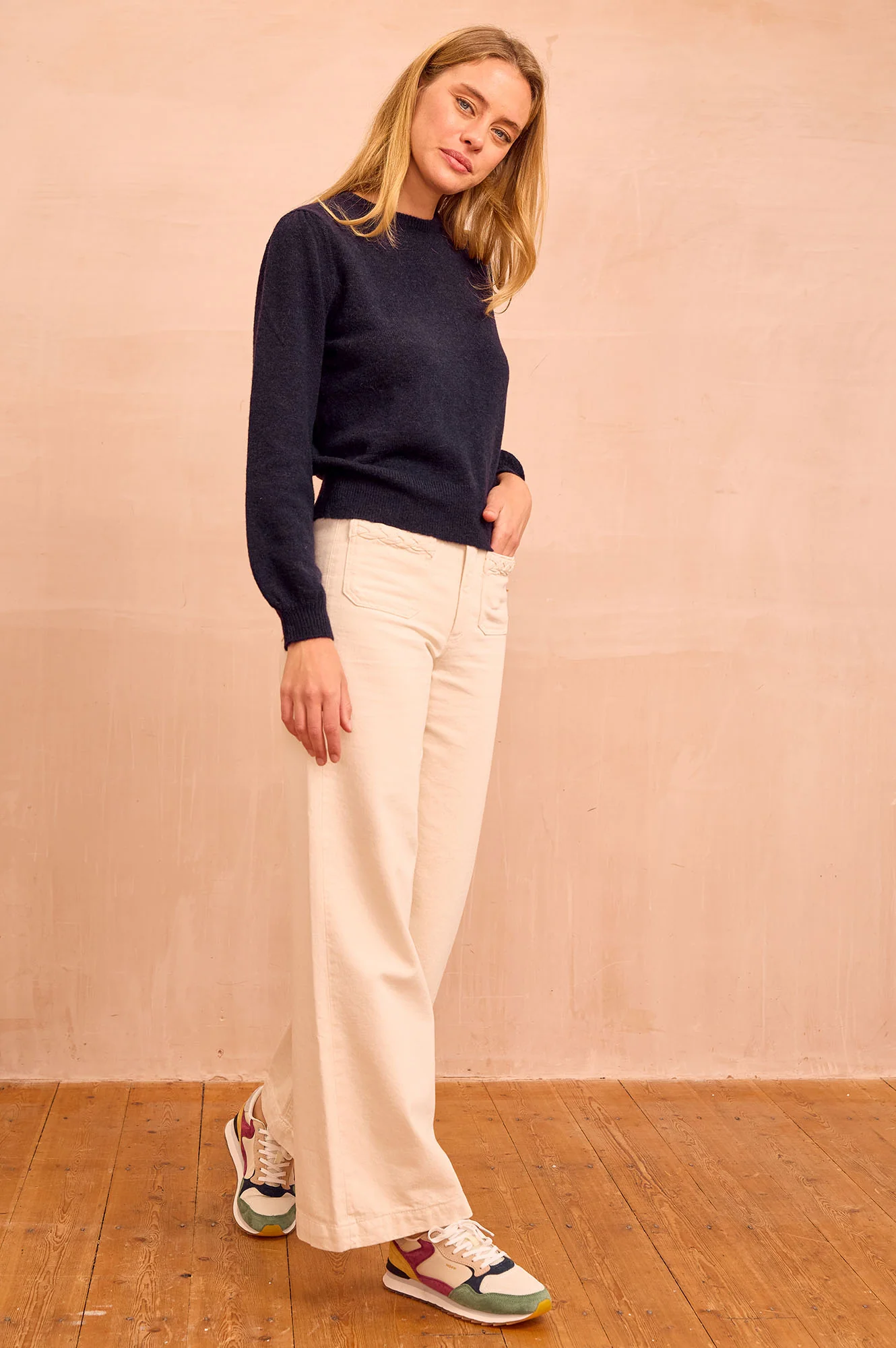 Alpaca Blend Puff Sleeve Jumper | Navy