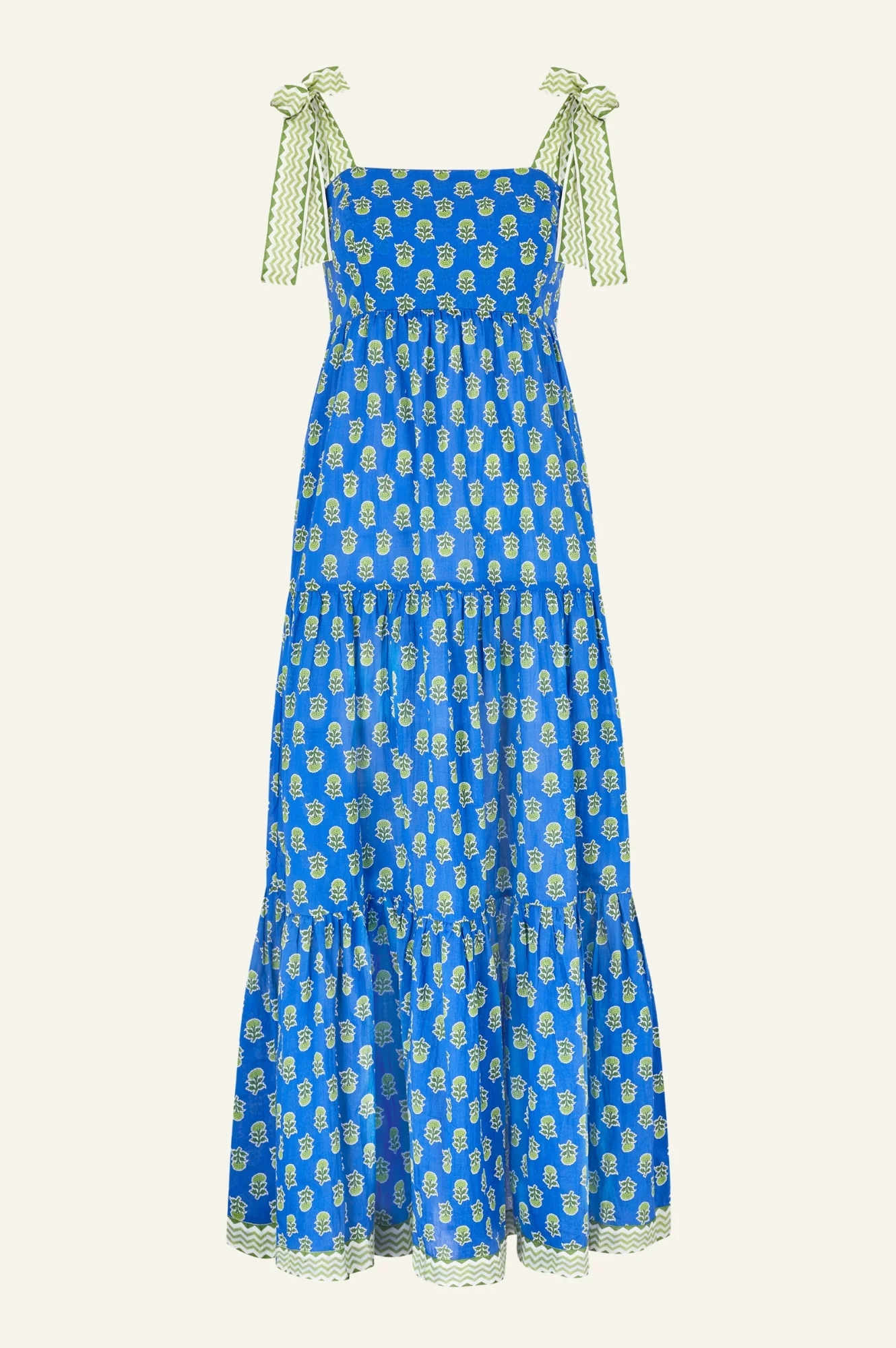 Tabitha Printed Organic Cotton Dress | Odisha Print Blue/Green