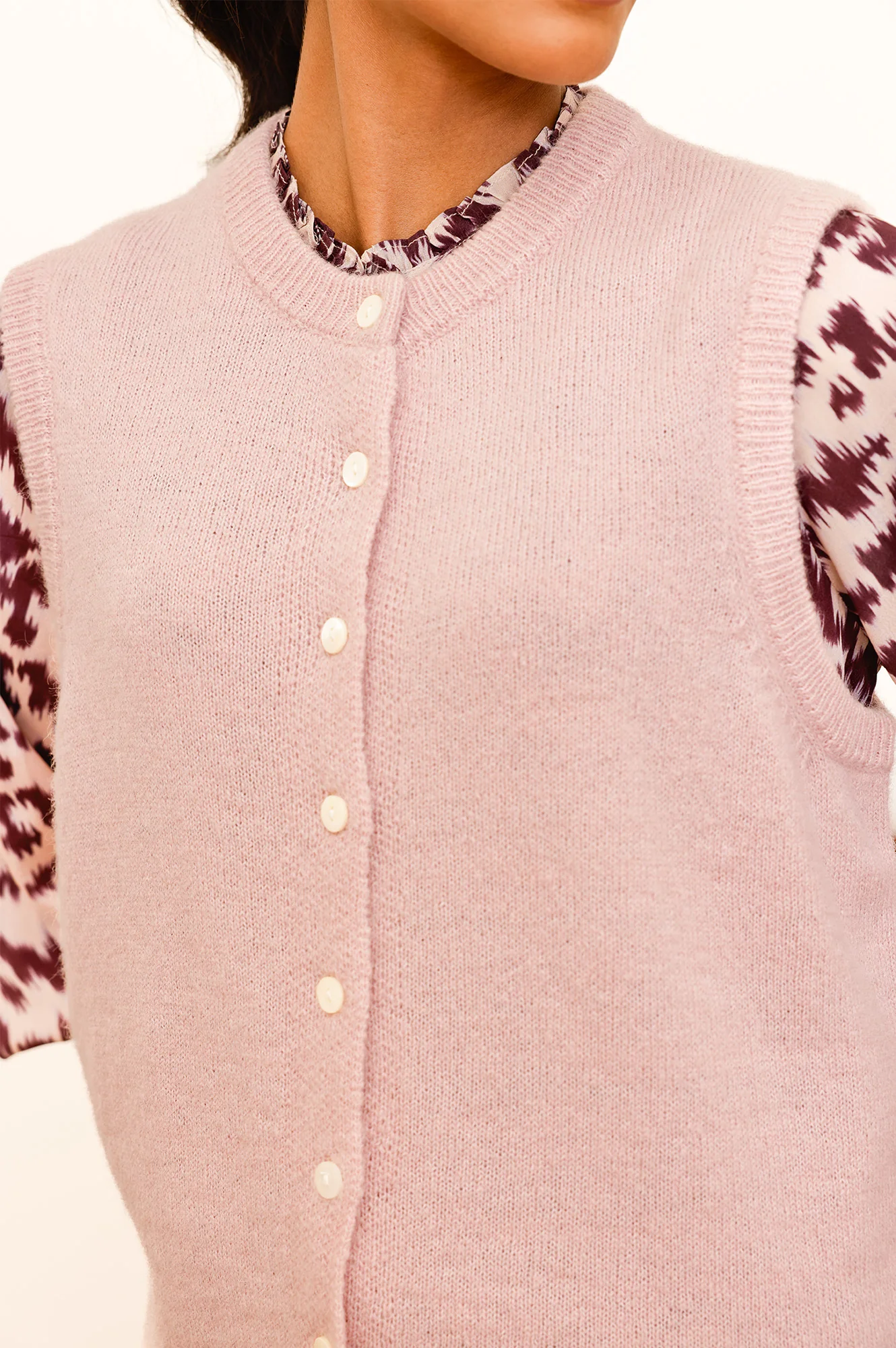 Alpaca Blend Gilet | Dusty Pink