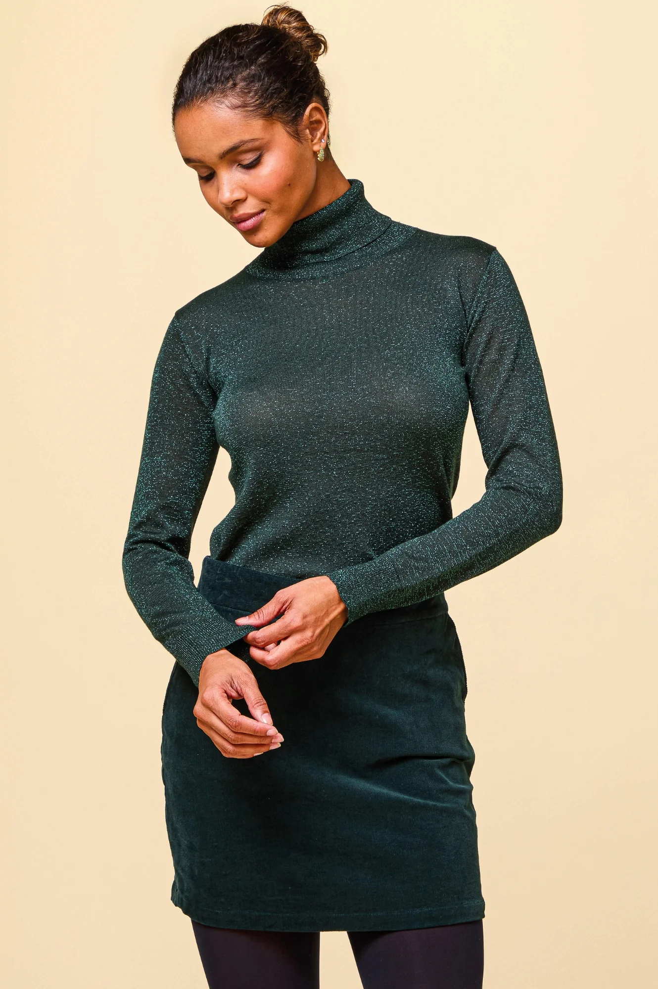 Metallic Knit Polo | Emerald/Green