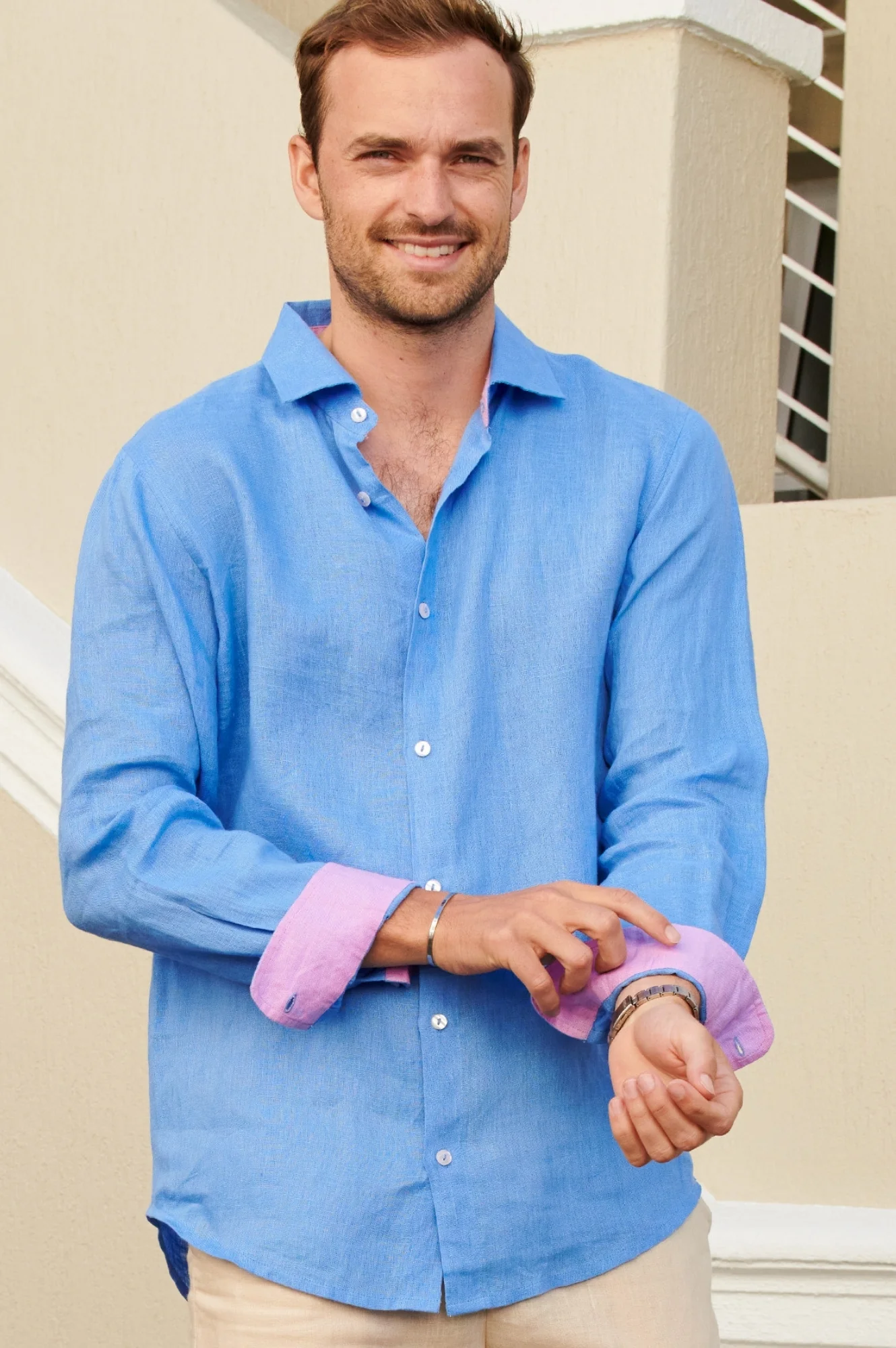 Men's Premium Linen Shirt | Marina Blue