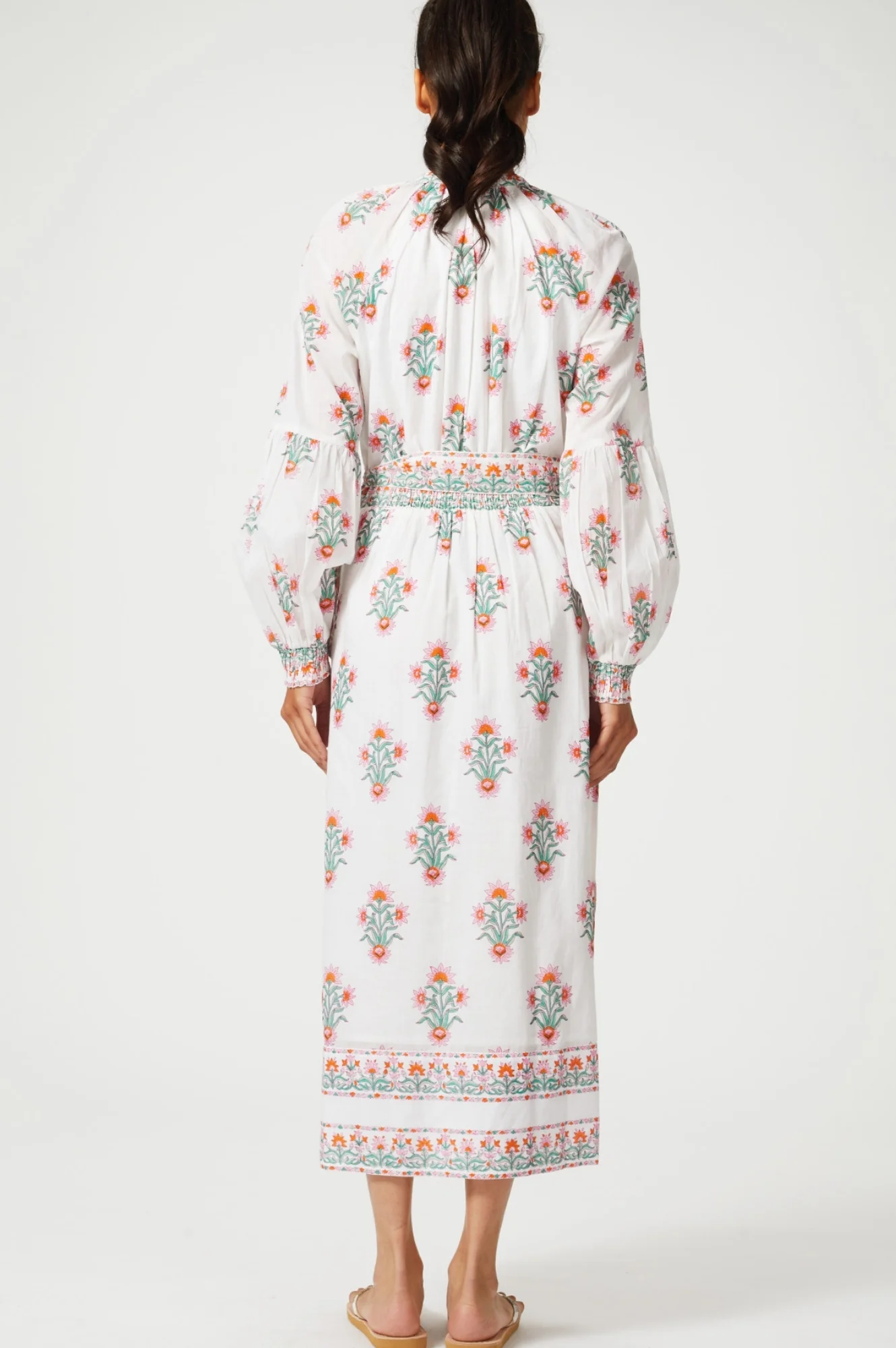 Cara Block Print Dress | White/Pink