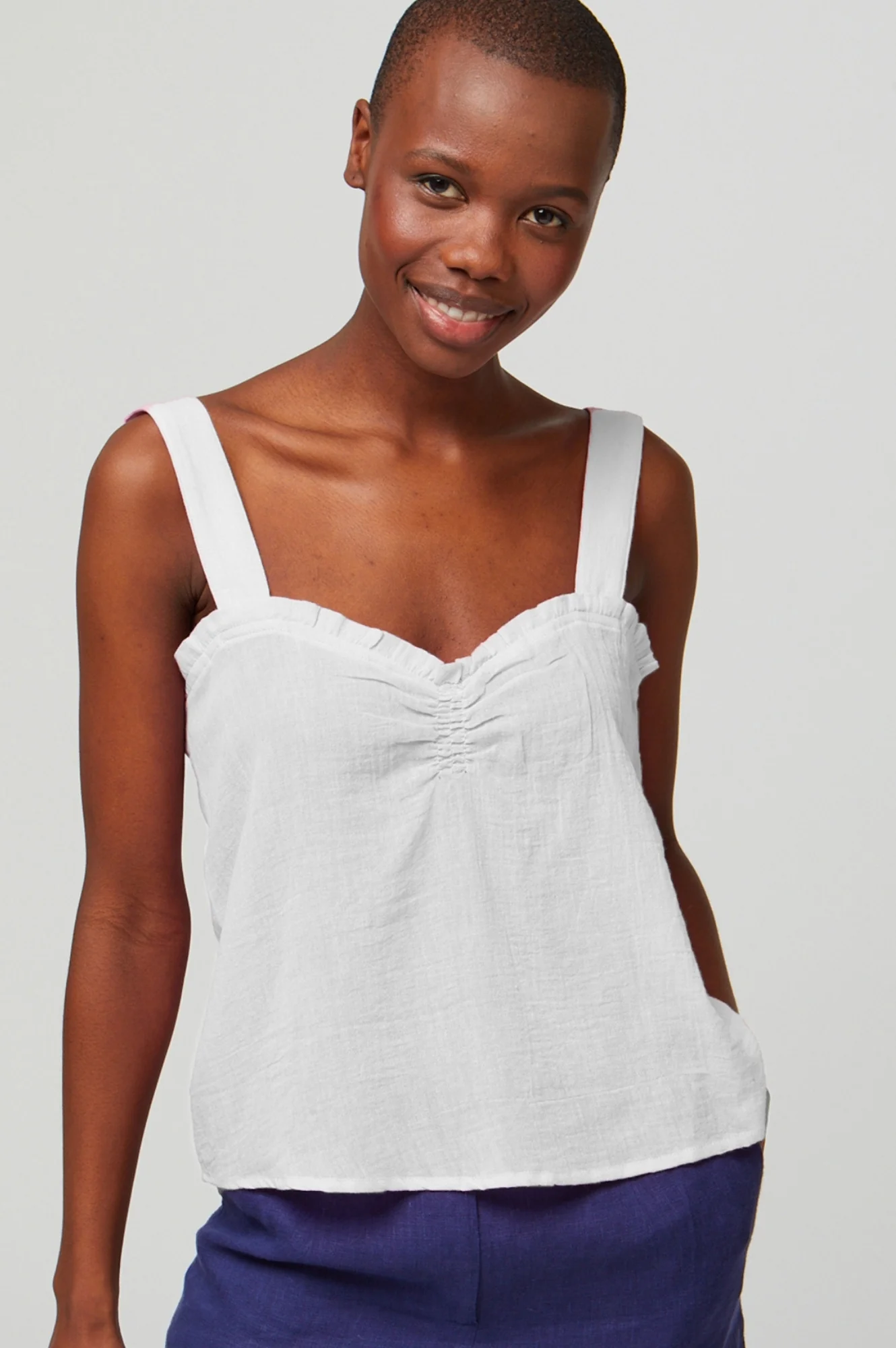 Piper Lace Trim Top | White