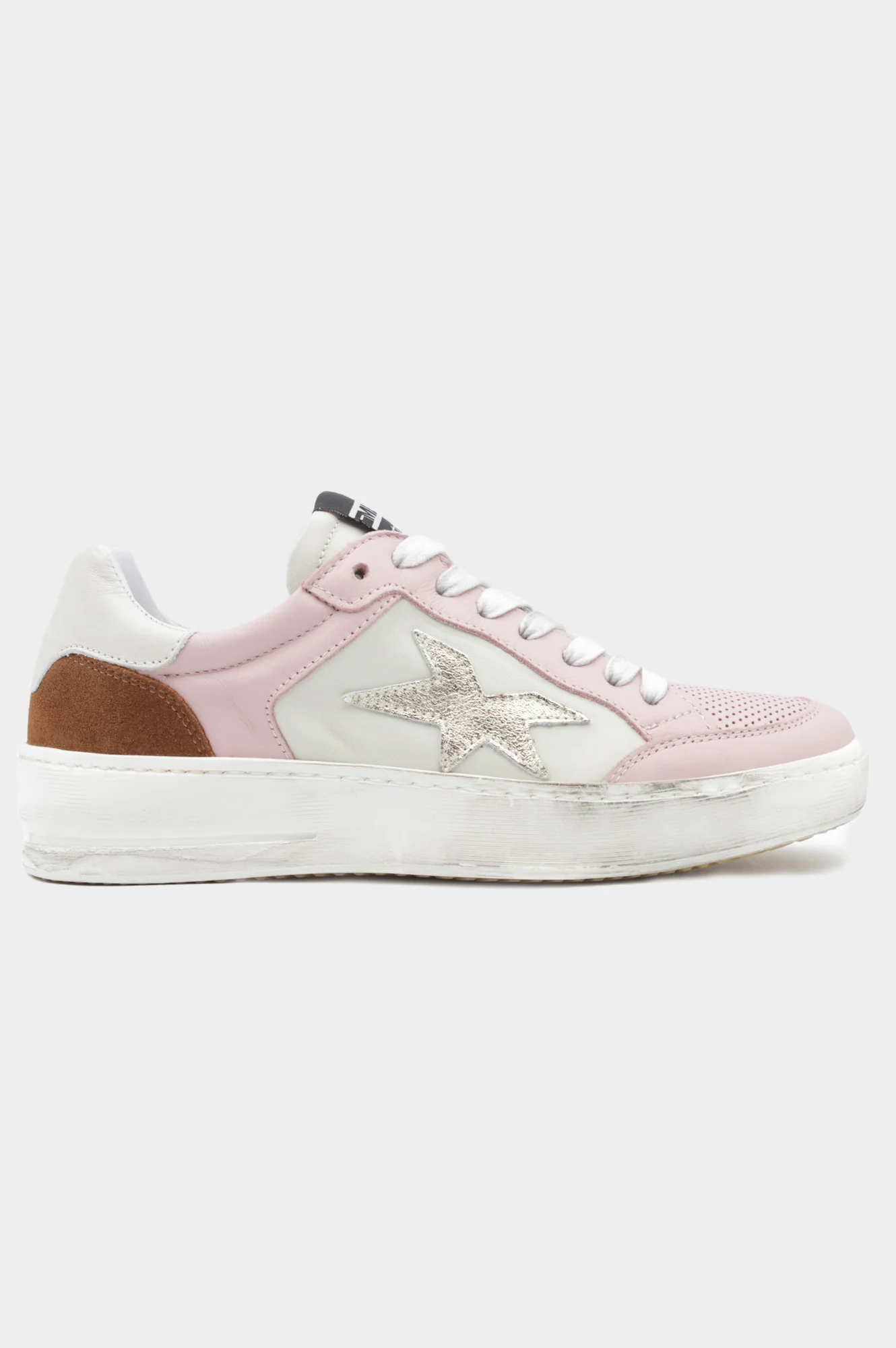 MELINE Vintage Effect Star Trainers | Pink/White