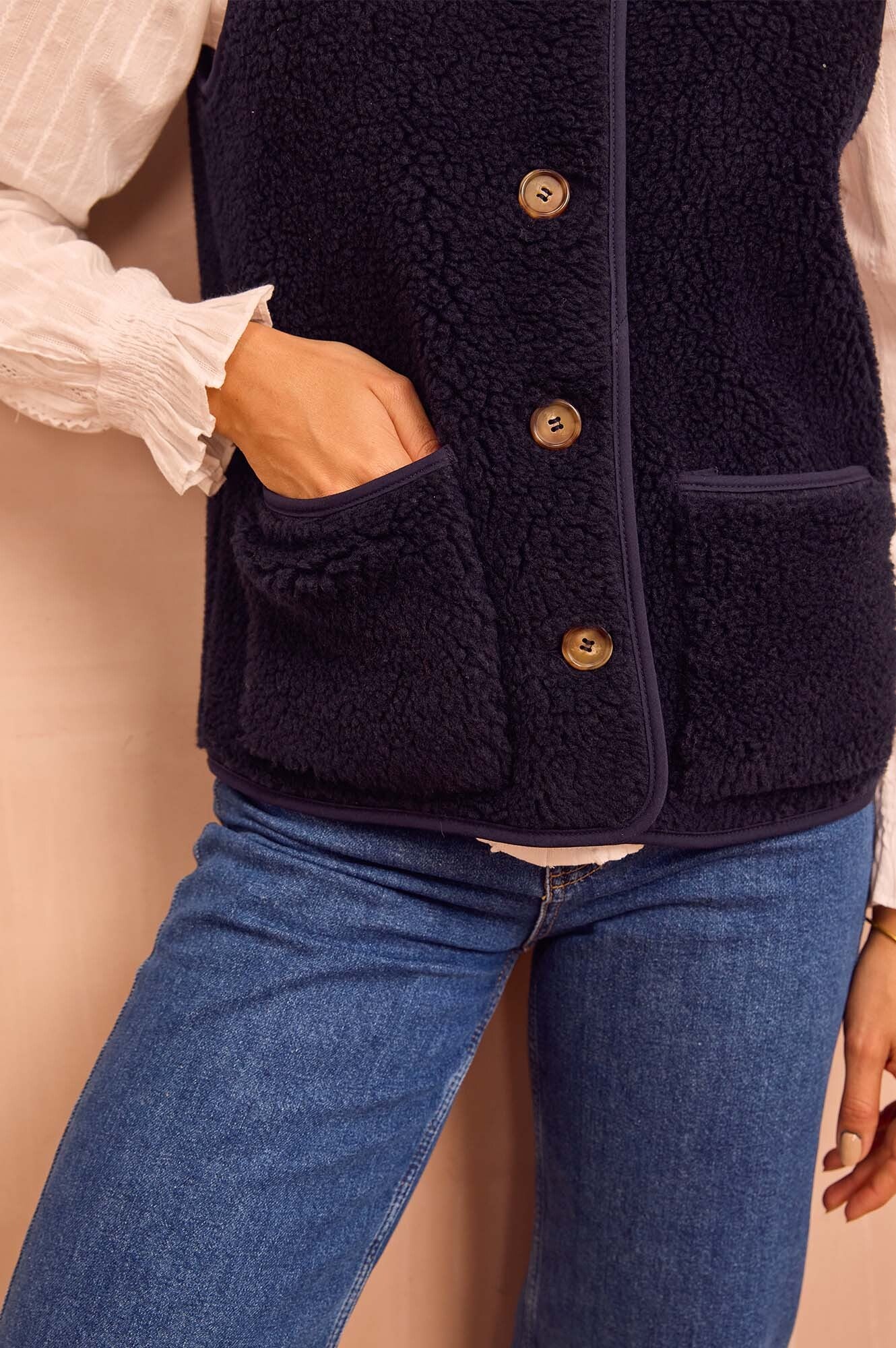 Borg Wool Blend Gilet | Navy