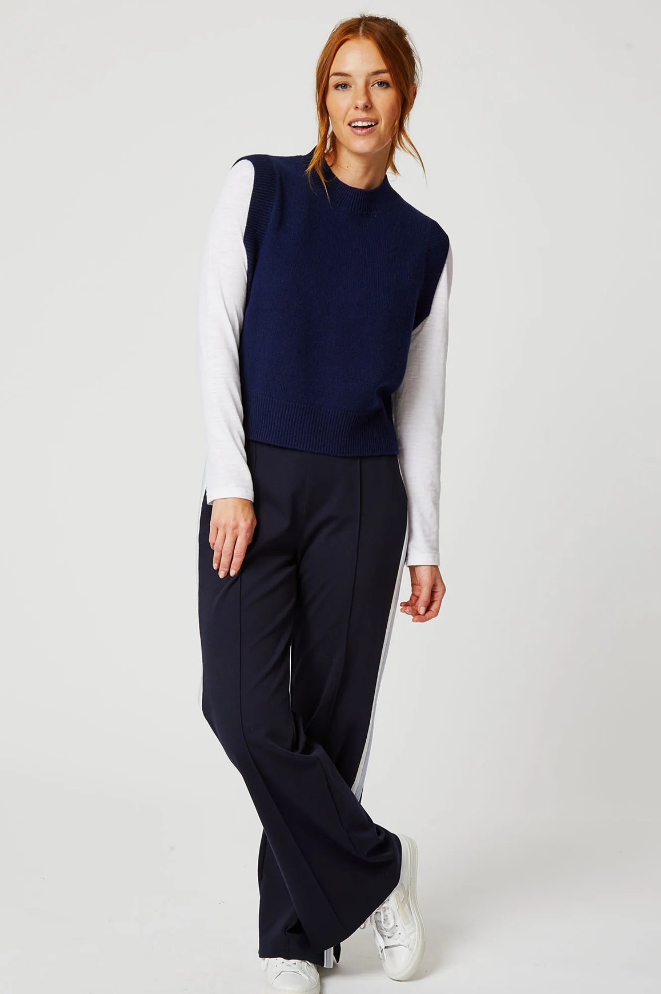 Merino Wool Knitted Short Tank | Navy