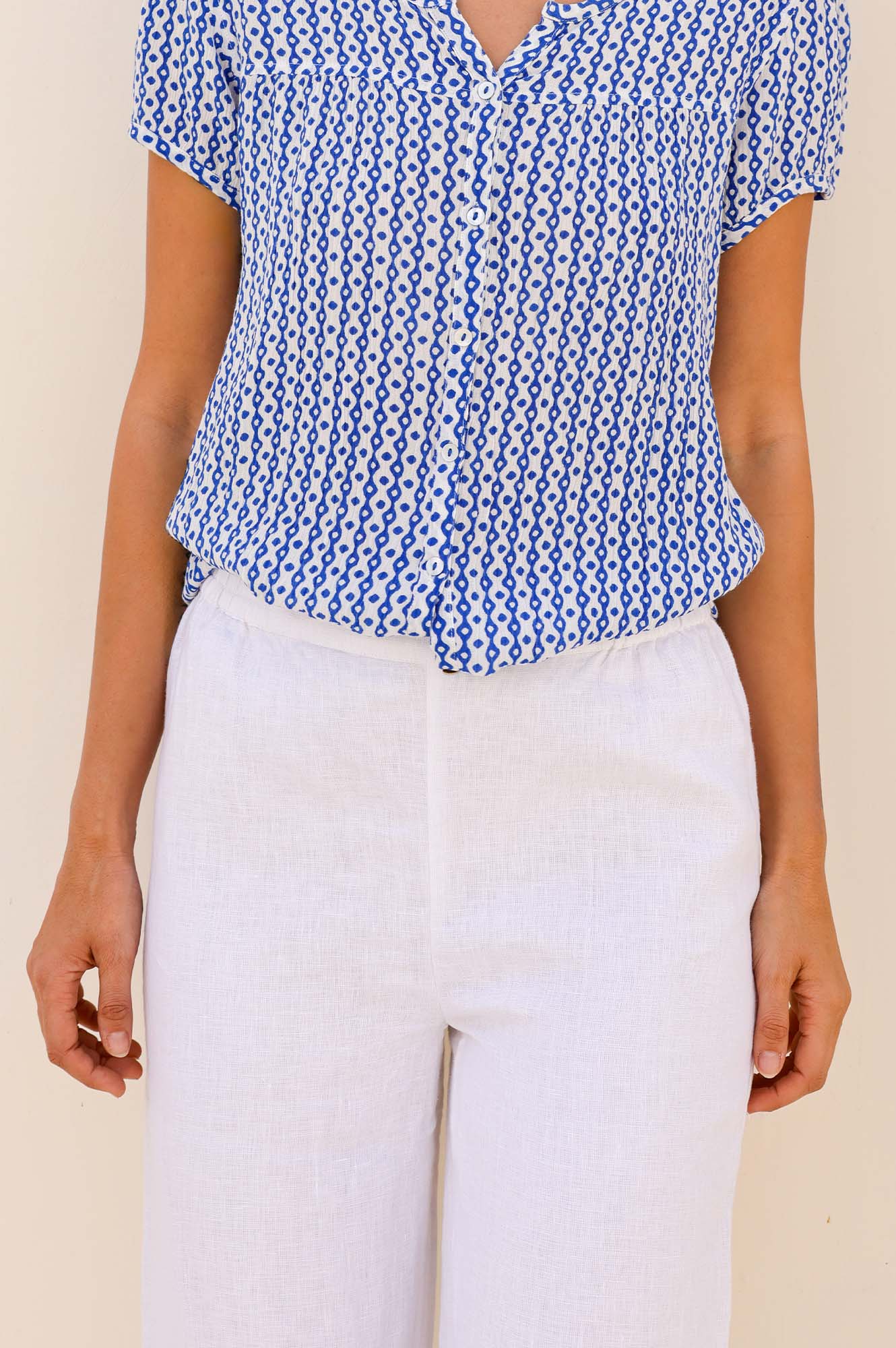 Wide Leg Linen Trousers | White