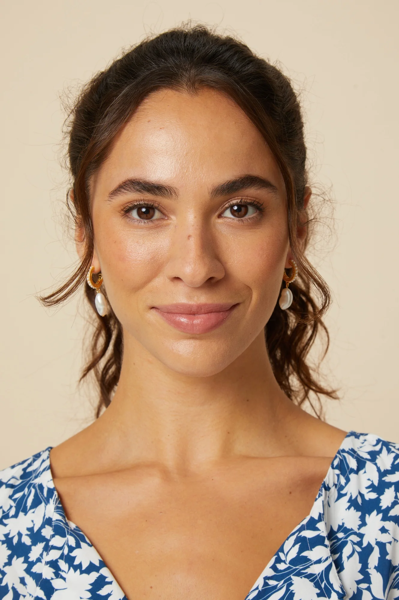 ASHIANA Pearl Drop Hoop Earrings | Gold