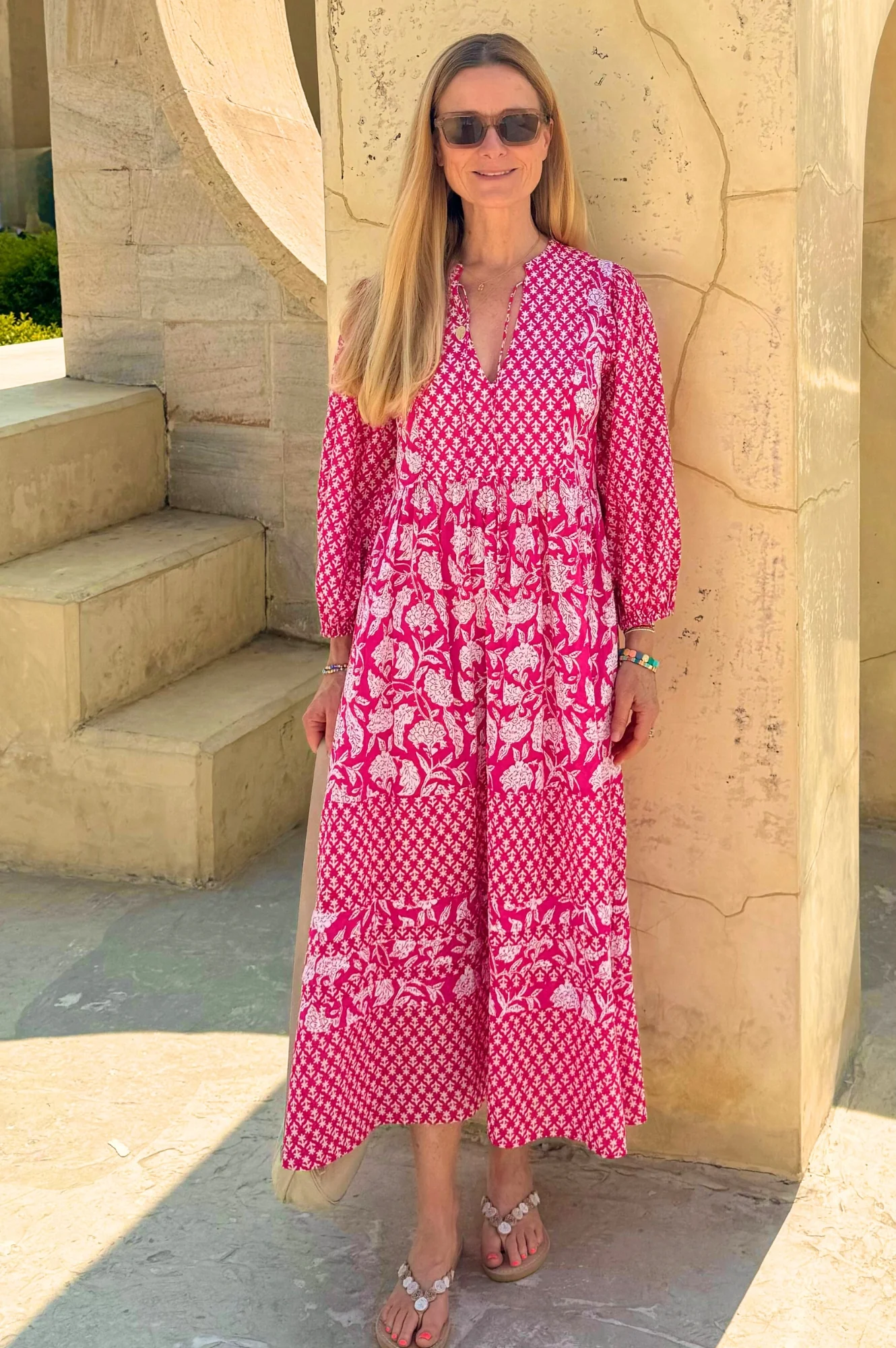 Martha Organic Cotton Mix Print Dress | Dianthus Print Pink/White