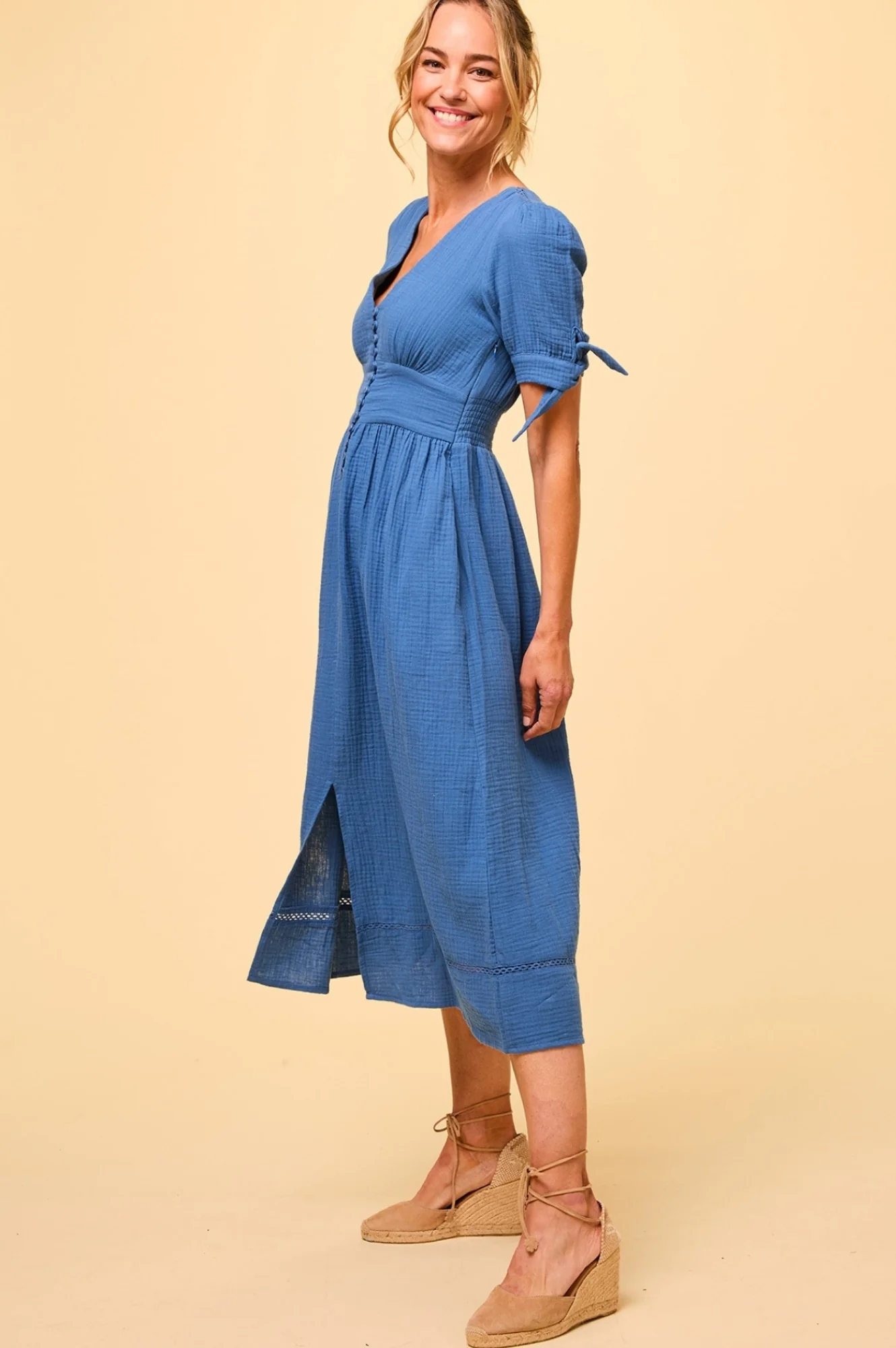 Olga Cheesecloth Dress | Marina Blue