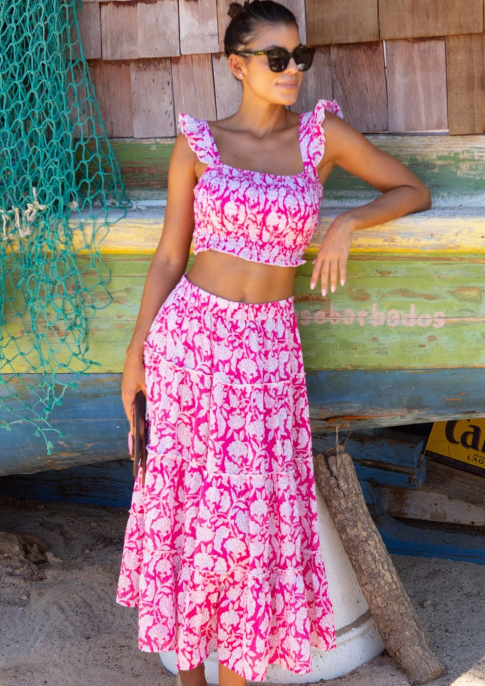 Bryony Organic Cotton Top | Dianthus Pink/White